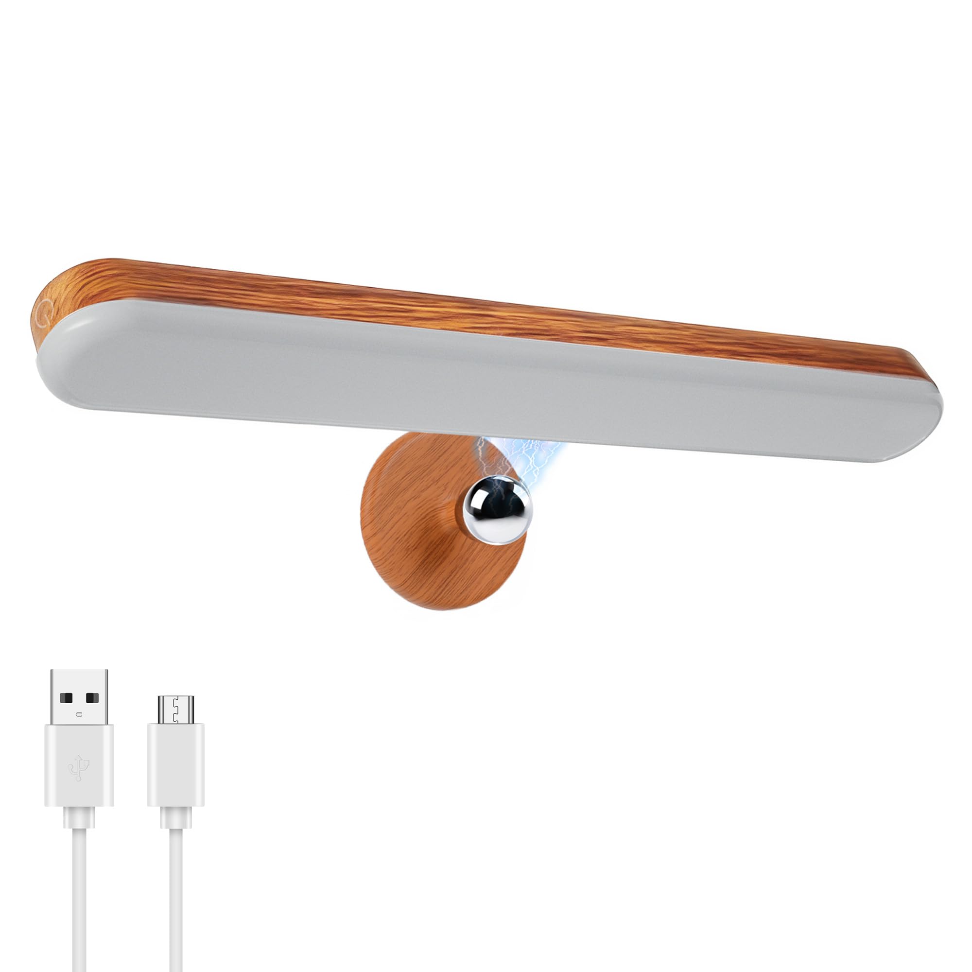 Vanity Light for Mirror with 4000mAh Rechargeable Battery, Touch Control Dimmable Makeup Light with 3 Color Modes, Magnetic 360° Adjustable LED Bathroom Mirror Light, Light Wood
