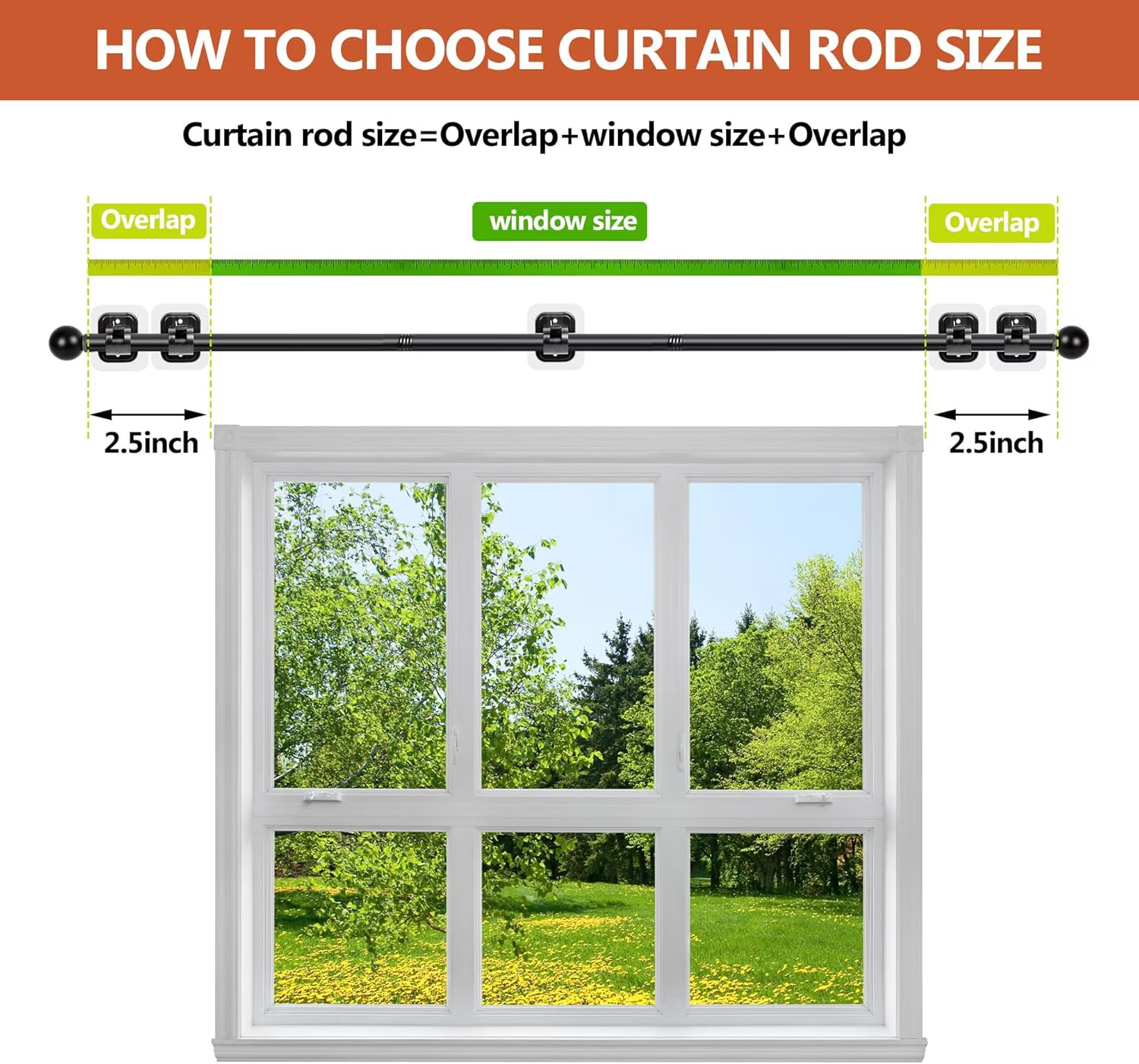 Curtain Rods No Drilling for Windows 32 to 96 Inch, 5/8 Inch Diameter Drapey Pole with No Drill Curtain Rod Brackets, Renter Friendly Cortineros Para Ventanas (Black)
