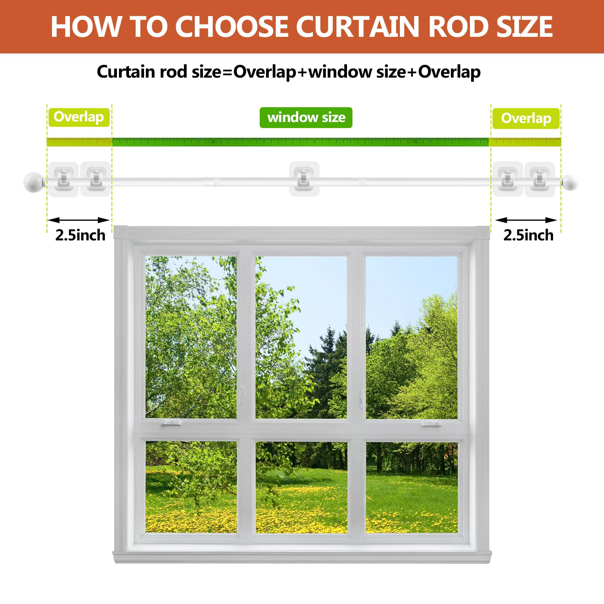 Curtain Rods No Drilling for Windows 32 to 64 Inch, 5/8 Inch Diameter Drapey Pole with No Drill Curtain Rod Brackets, Renter Friendly Cortineros Para Ventanas (White)