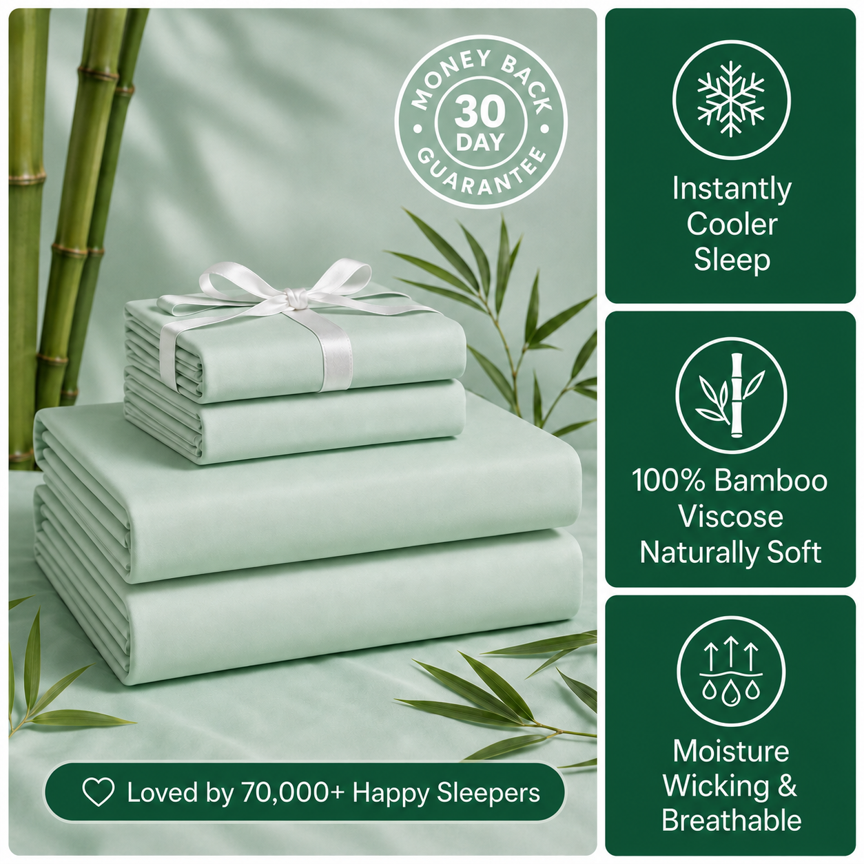 Restnolia Cooling Bamboo Sheet Set - Forest Green, Twin - product image 1