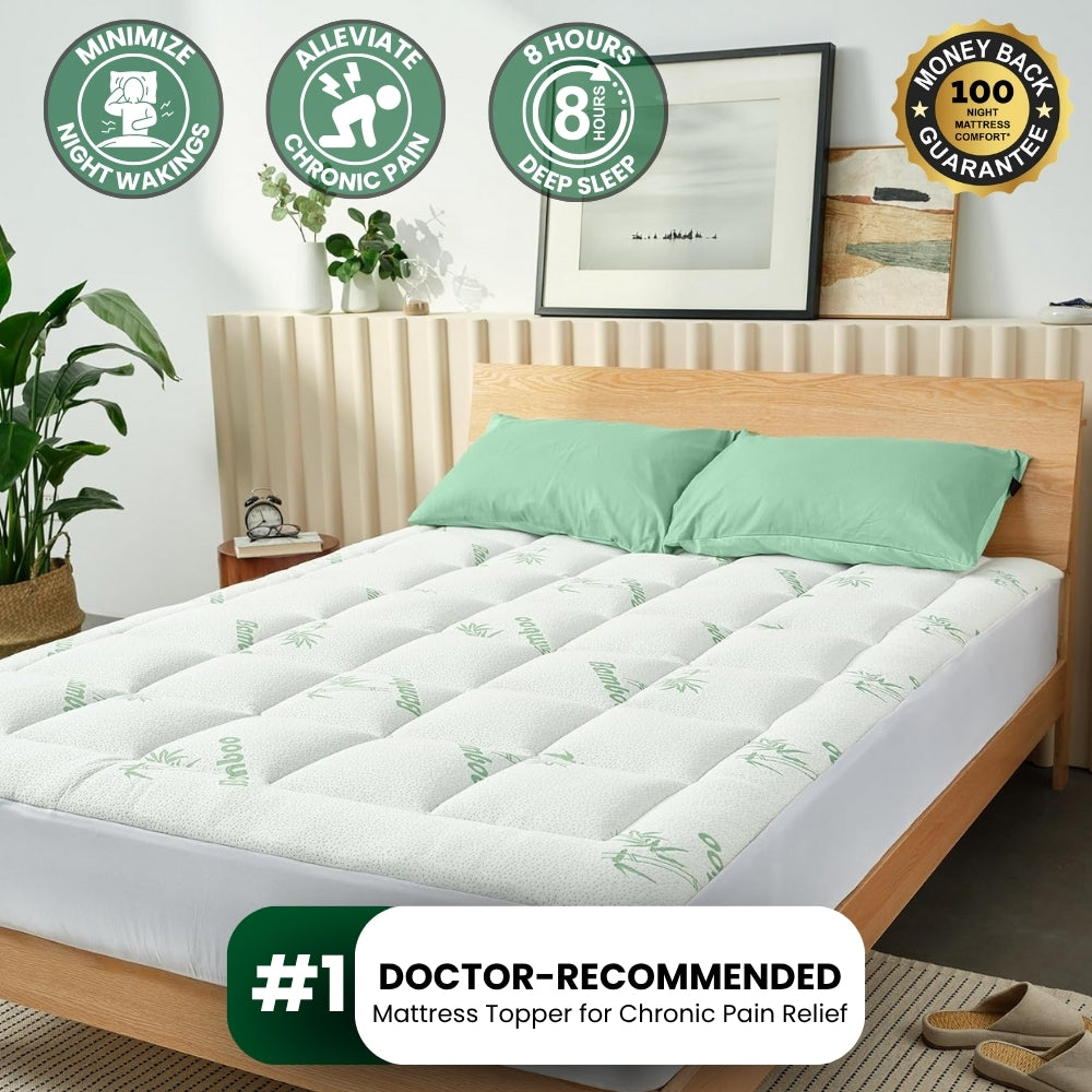 Restnolia Bamboo Mattress Topper - White, Queen - product image 1