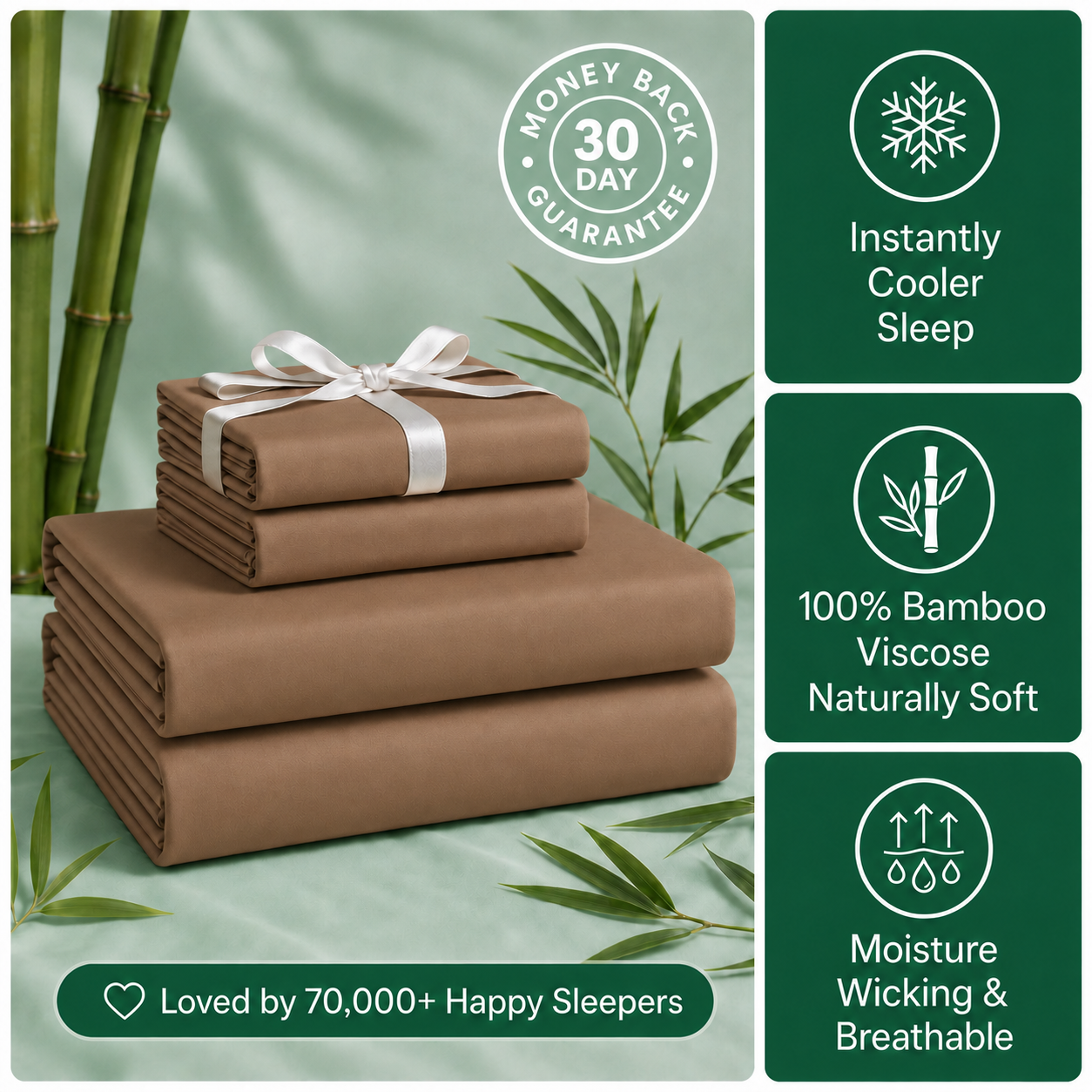 Restnolia Cooling Bamboo Sheet Set - Brown, Twin - product image 13
