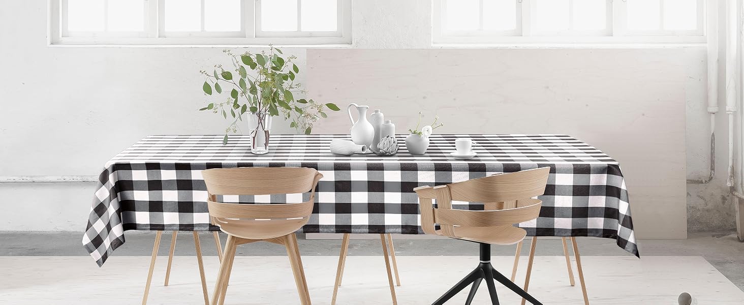 black checkered minimalist tablecloth for kitchen