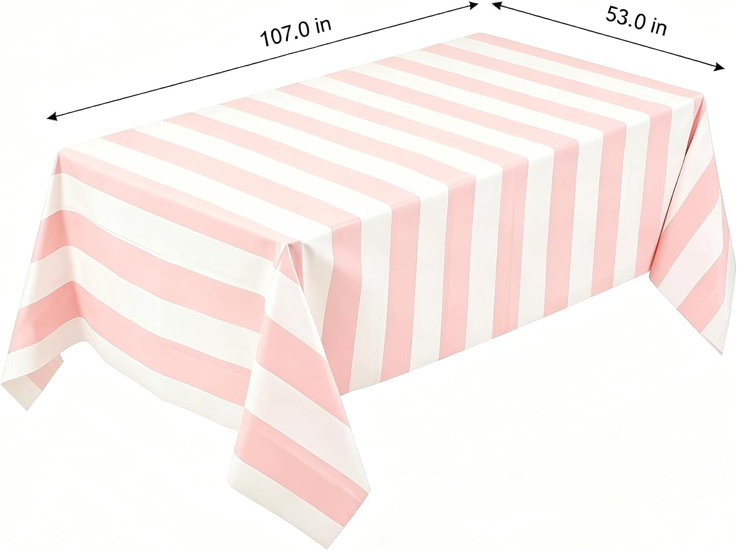 Pink Striped Waterproof Tablecloth for Home & Party