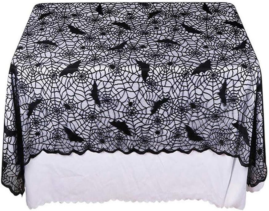 Halloween Bat Spider Web Lace Tablecloth, Rectangular