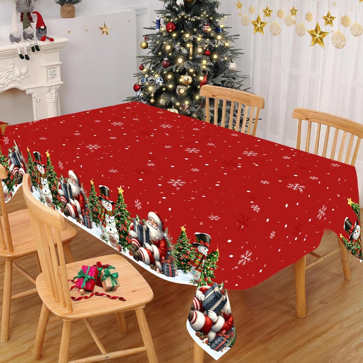 Christmas Disposable PE Tablecloth 72.05×53.94 Inch, Dark Green