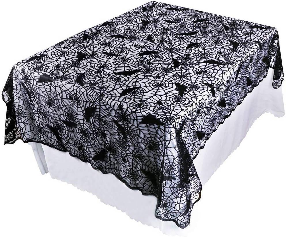 Halloween Bat Spider Web Lace Tablecloth, Rectangular