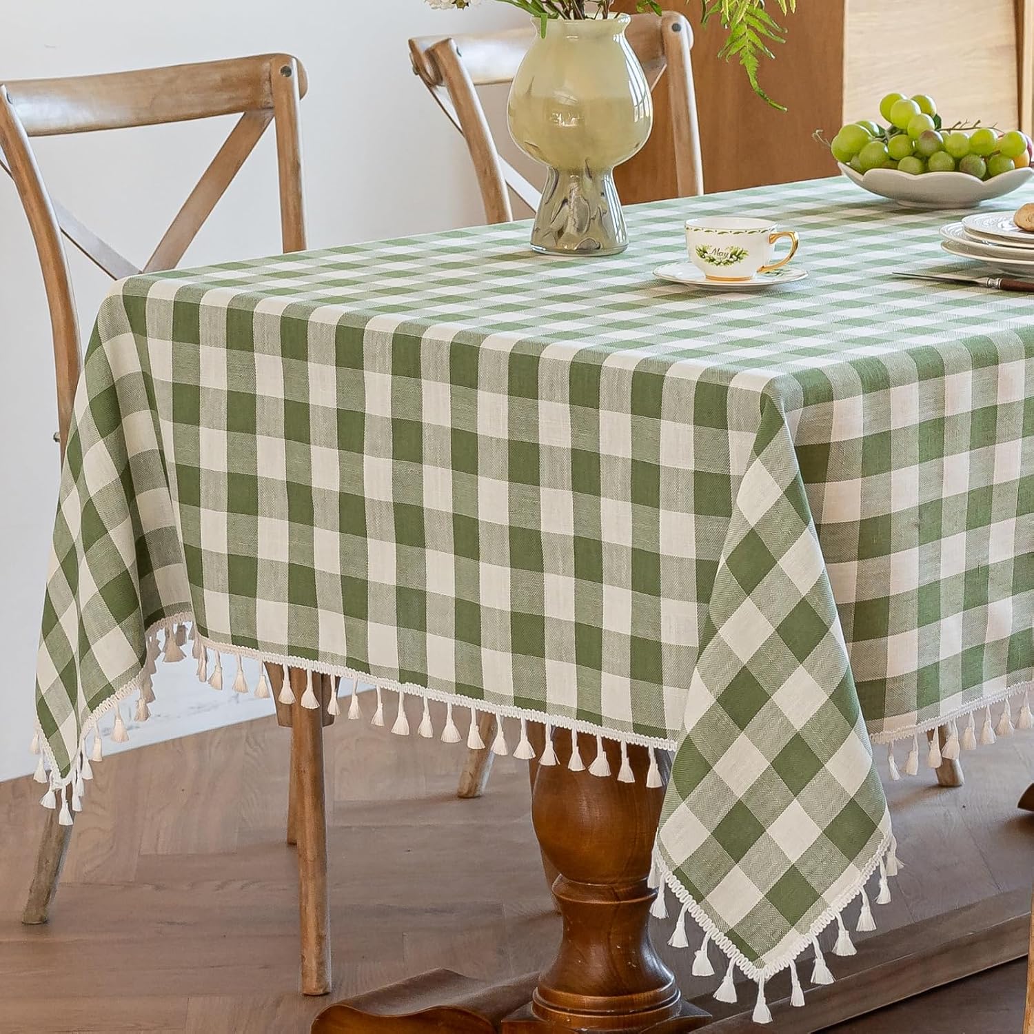 Round Fall Gingham Tablecloth, 60" Diameter