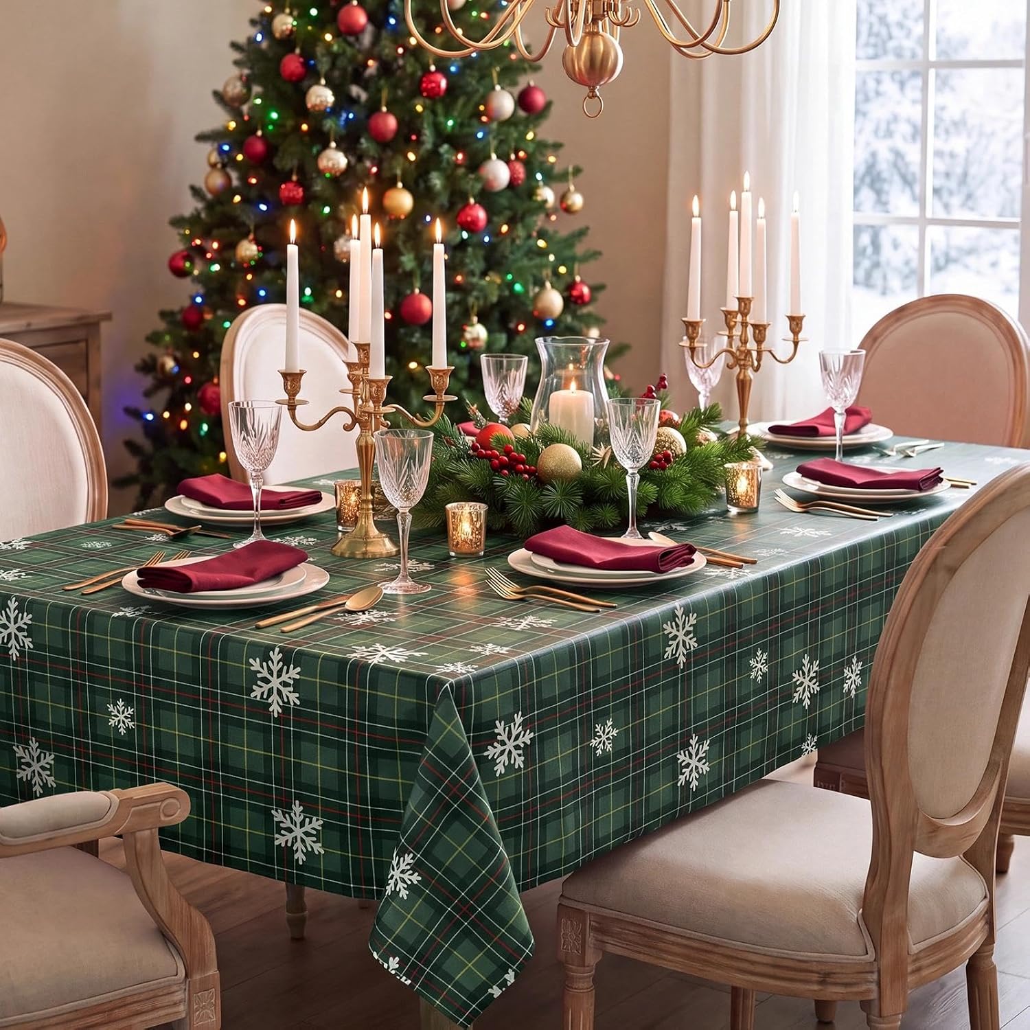 Gingham Vinyl Tablecloth, Rectangular