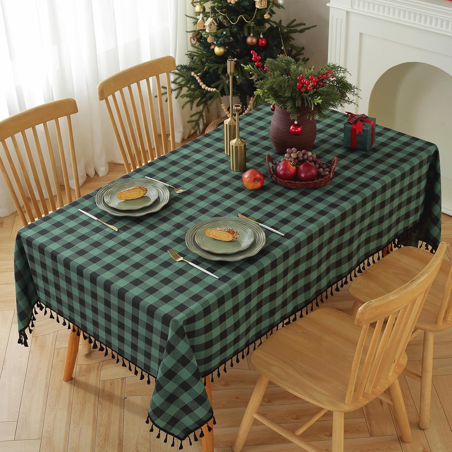 Round Fall Gingham Tablecloth, 60" Diameter