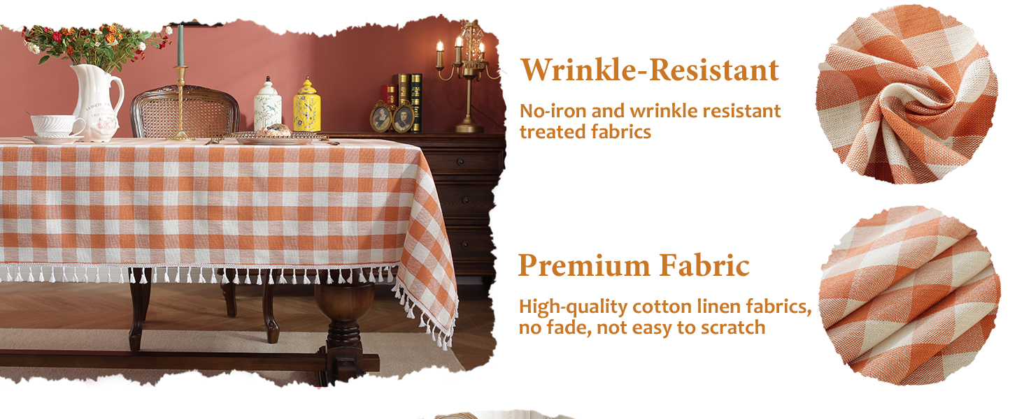 orange gingham tablecloth