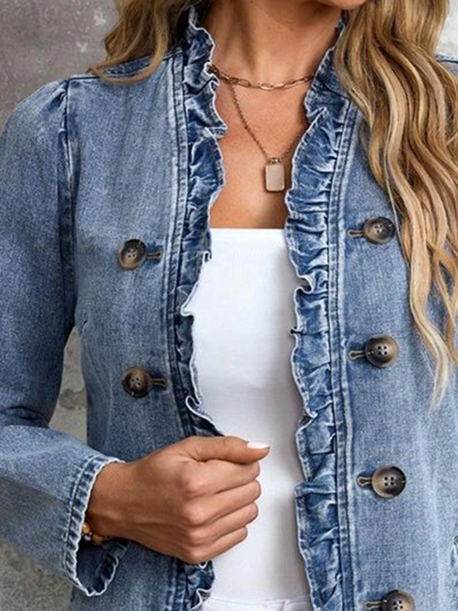 Popular Plain Collarless Long Sleeve Outerwear