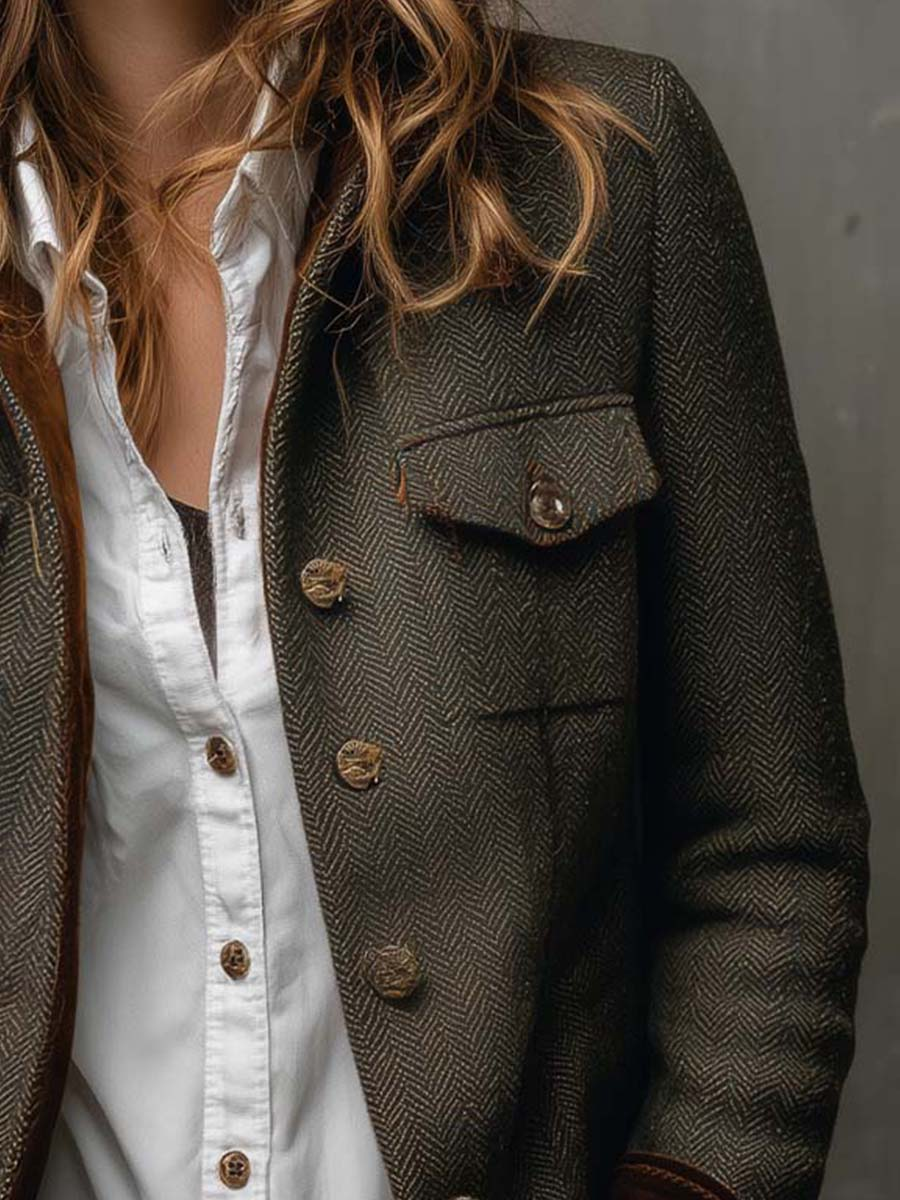  Groovy Collared Long Sleeve Outerwear