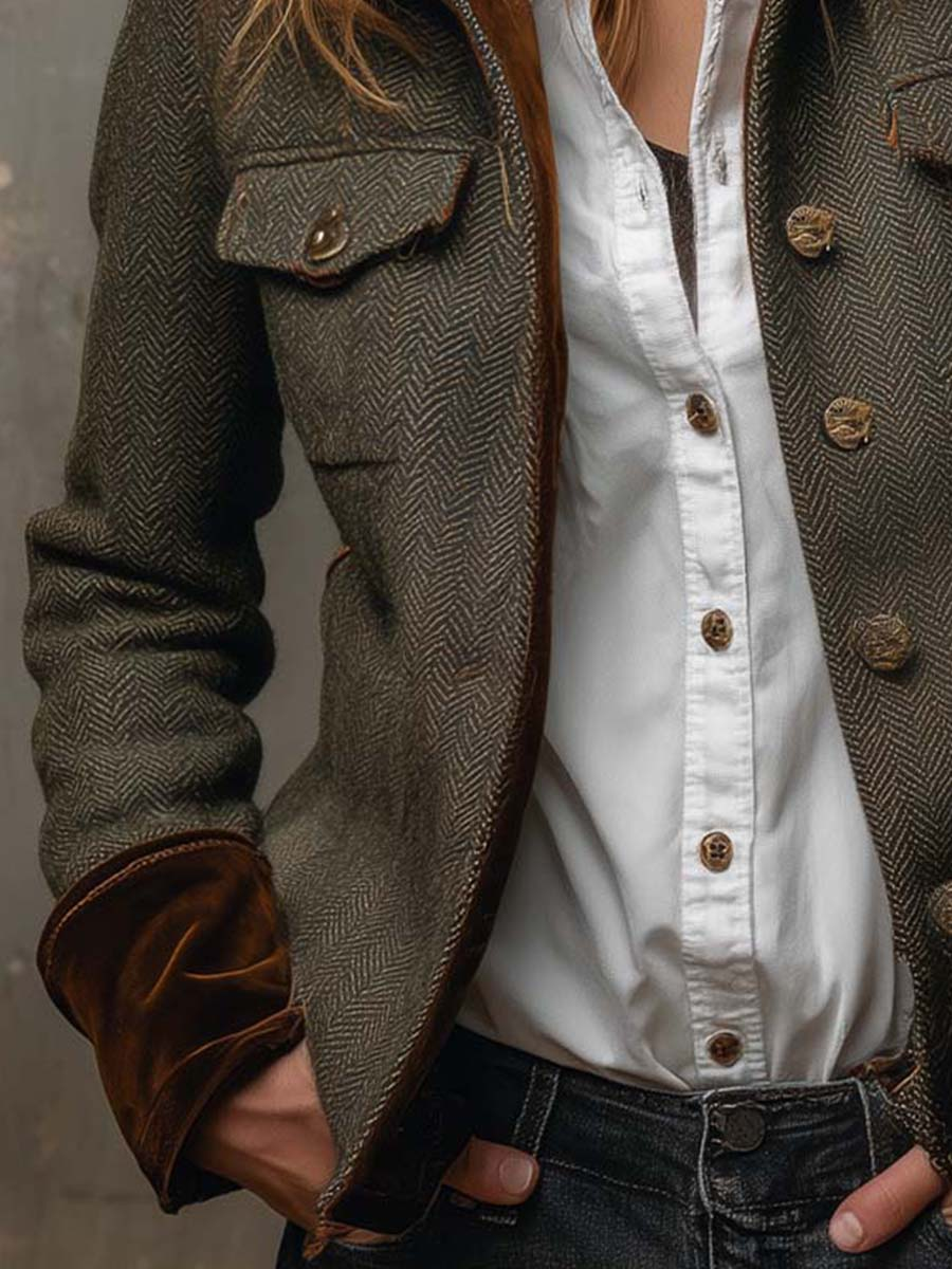  Groovy Collared Long Sleeve Outerwear
