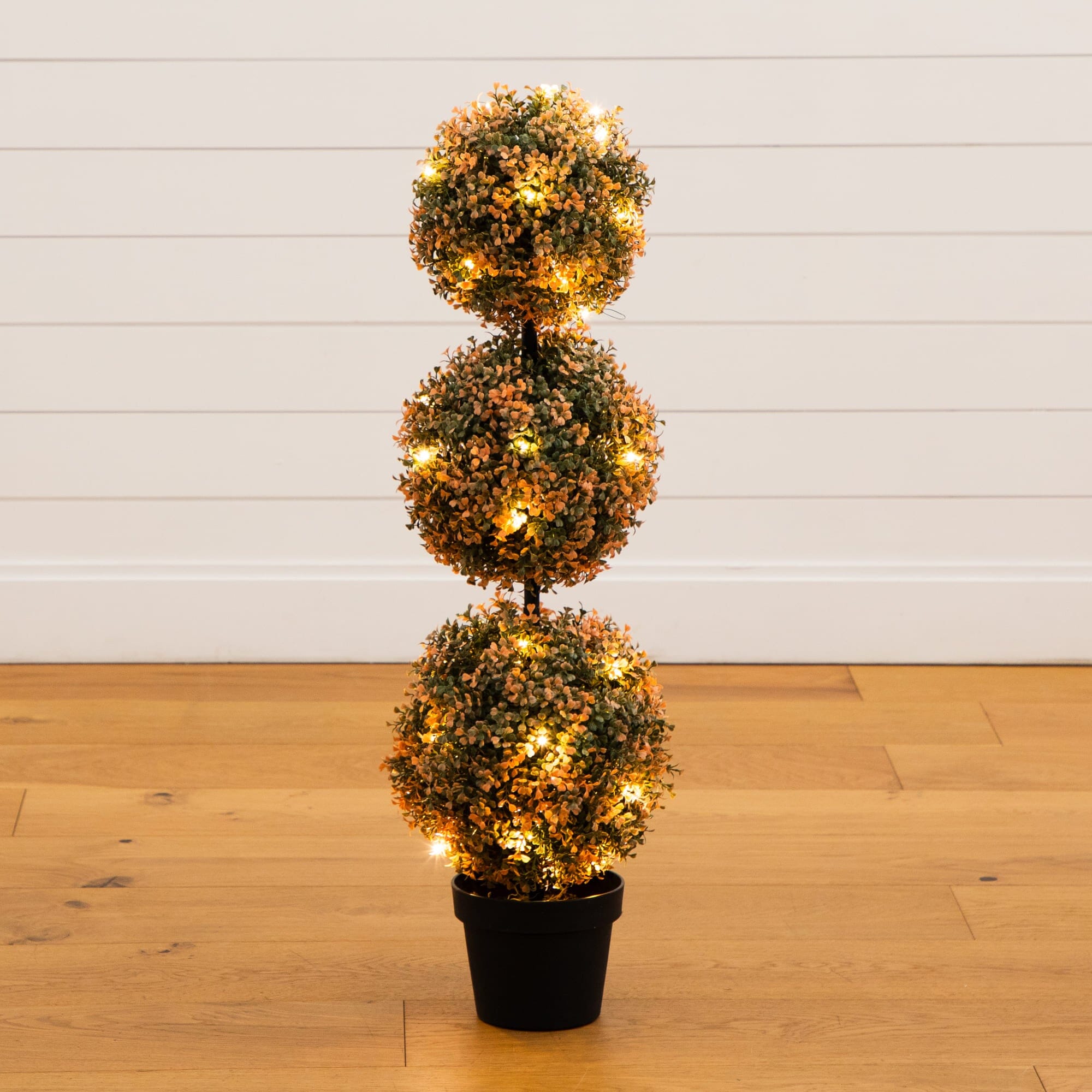 Lighted Three-Ball Harvest Topiary