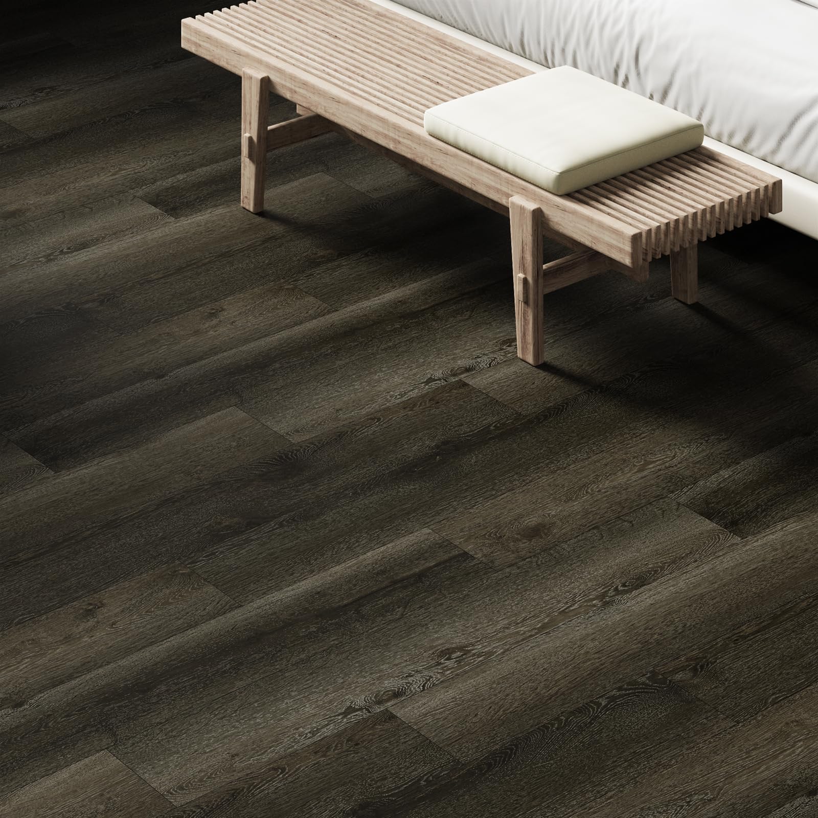 Flooring Self Adhesive Flooring Plank with Burnished Timber Effect Self Adhesive Floor Planks 5m² 2.0mm 36pcs Waterproof for Bedroom Office Floor Plank(5.02m²,Burnished Timber)