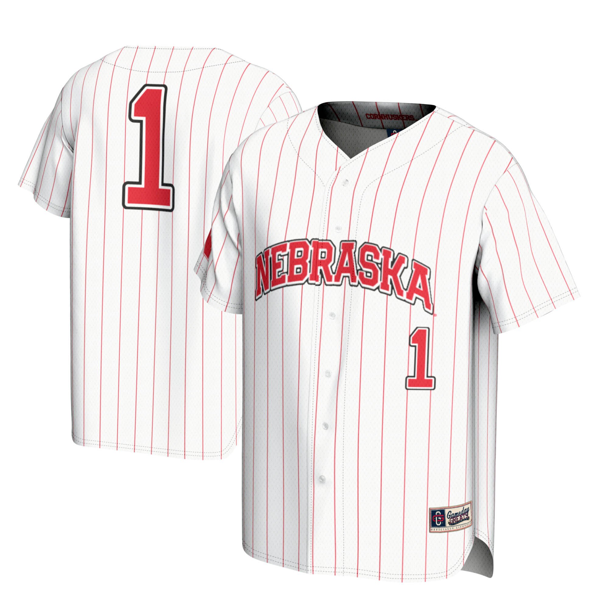 Featherweight Baseball Nebraska Huskers Jersey No.1 White NCAA College Baseball Fan Wear