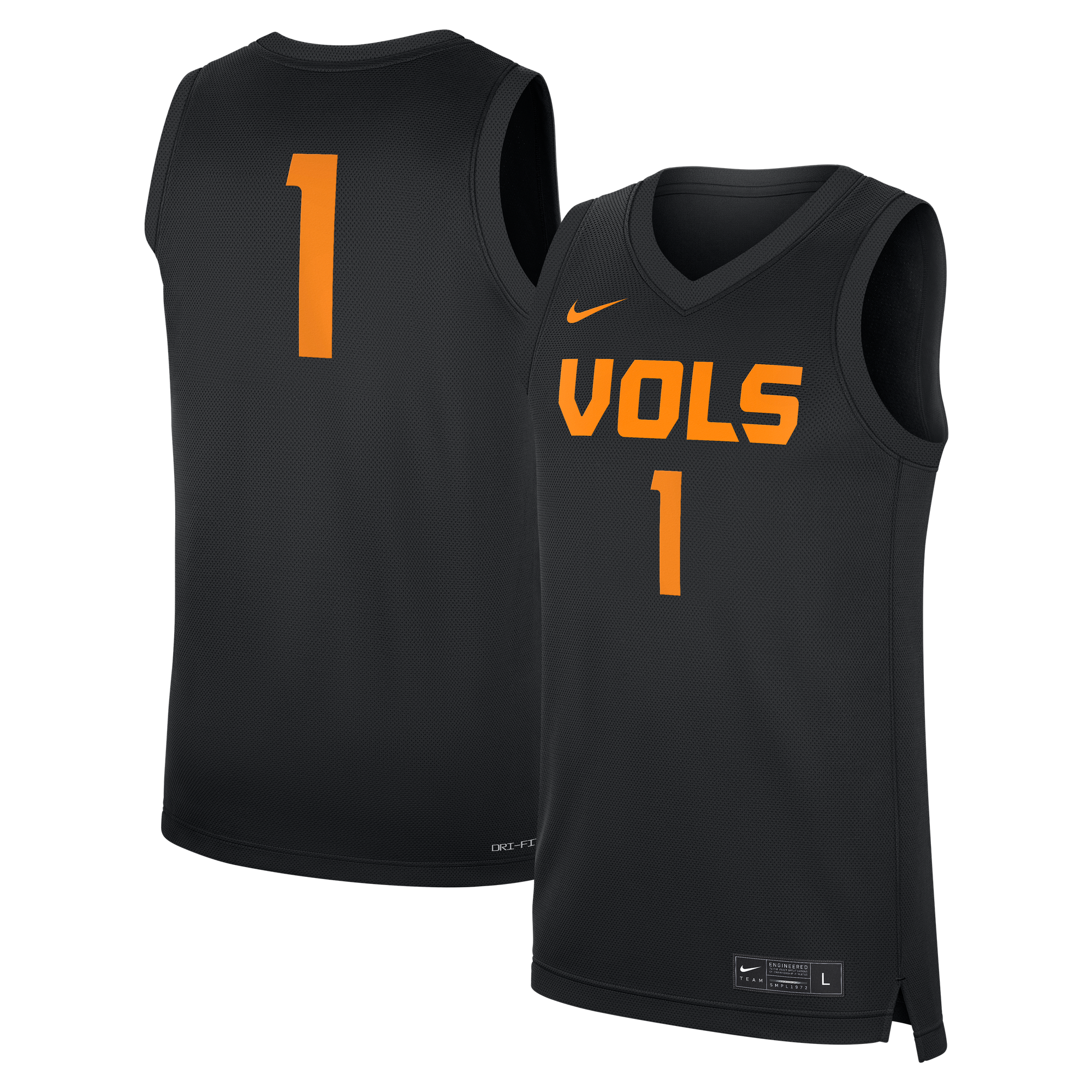 Reissue Basketball Tennessee Volunteers Jersey No.1 Black NCAA College Basketball Fan Wear