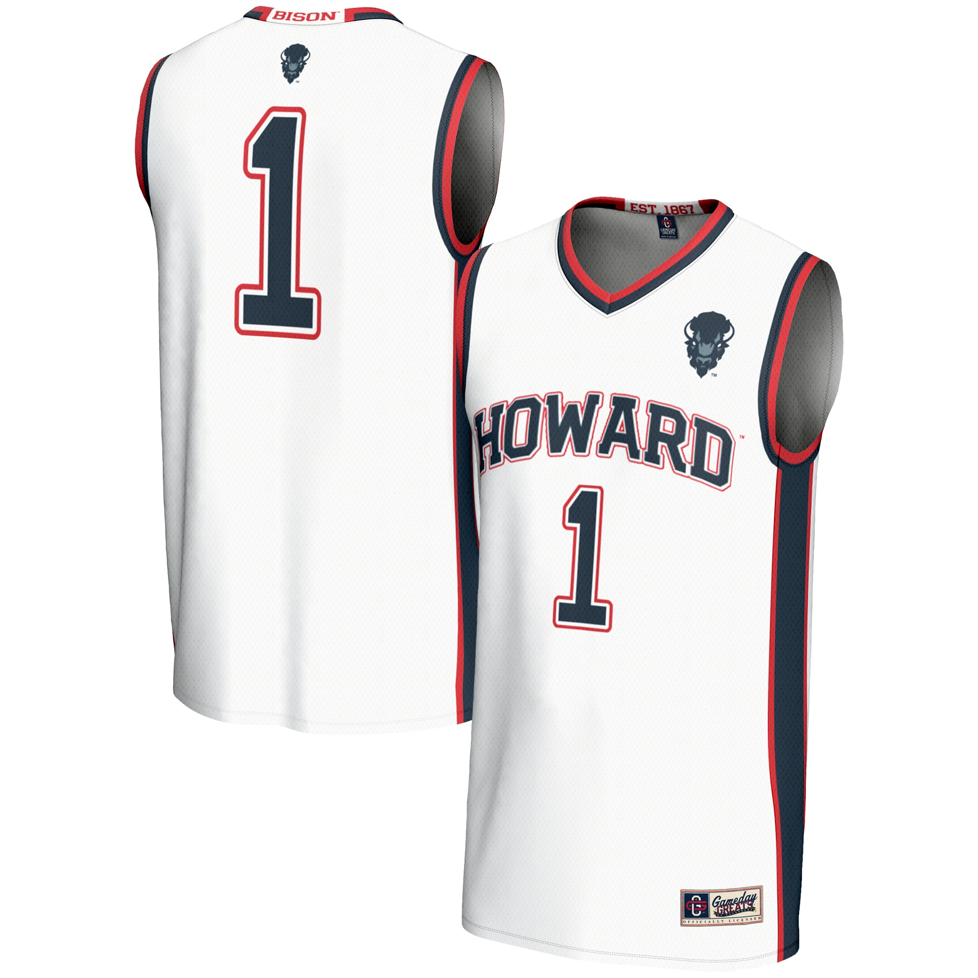 Basketball Howard Bison Game Jersey White NCAA College Basketball Fan Wear