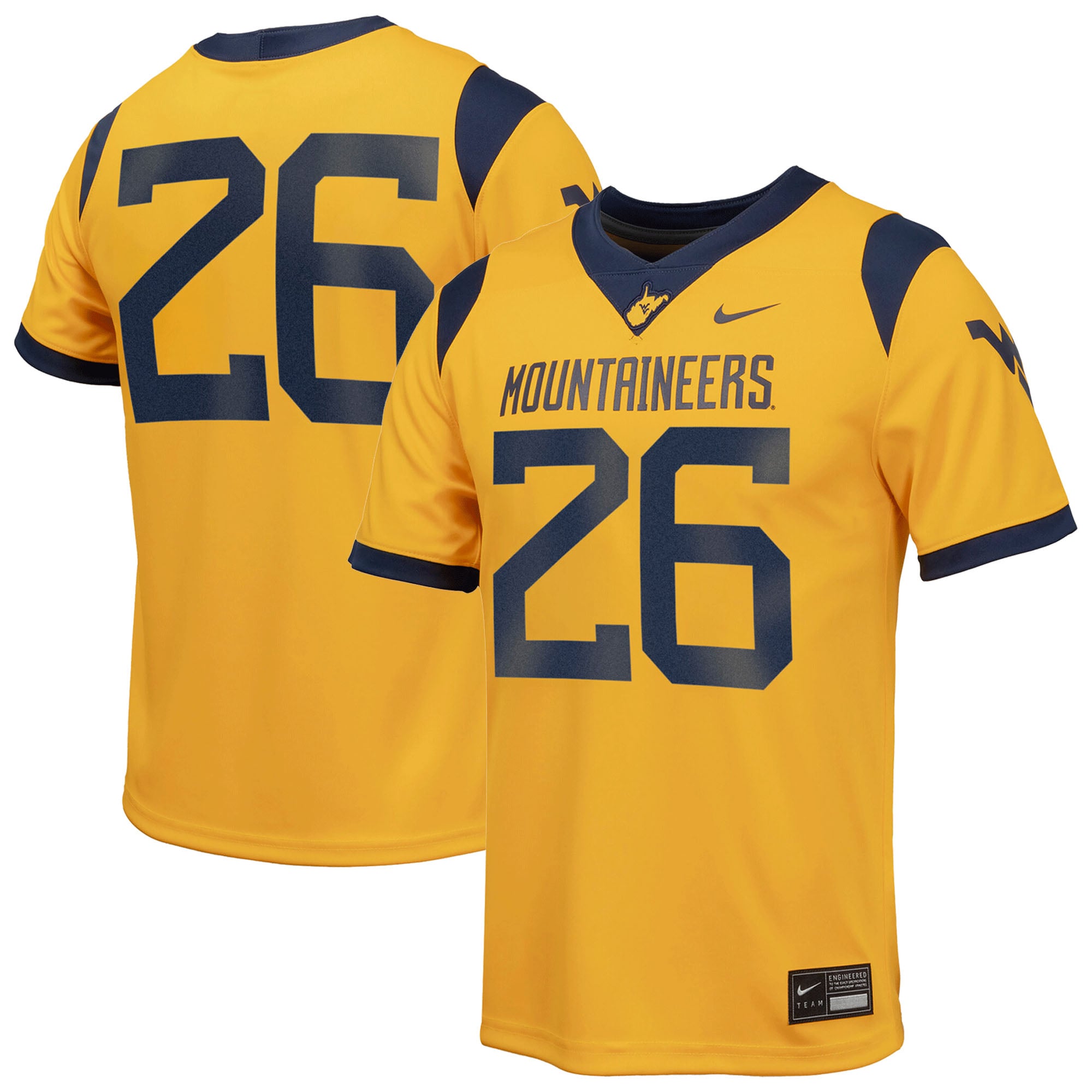 Gold West Virginia Mountaineers Jersey Gold NCAA College Football Fan Wear Gold