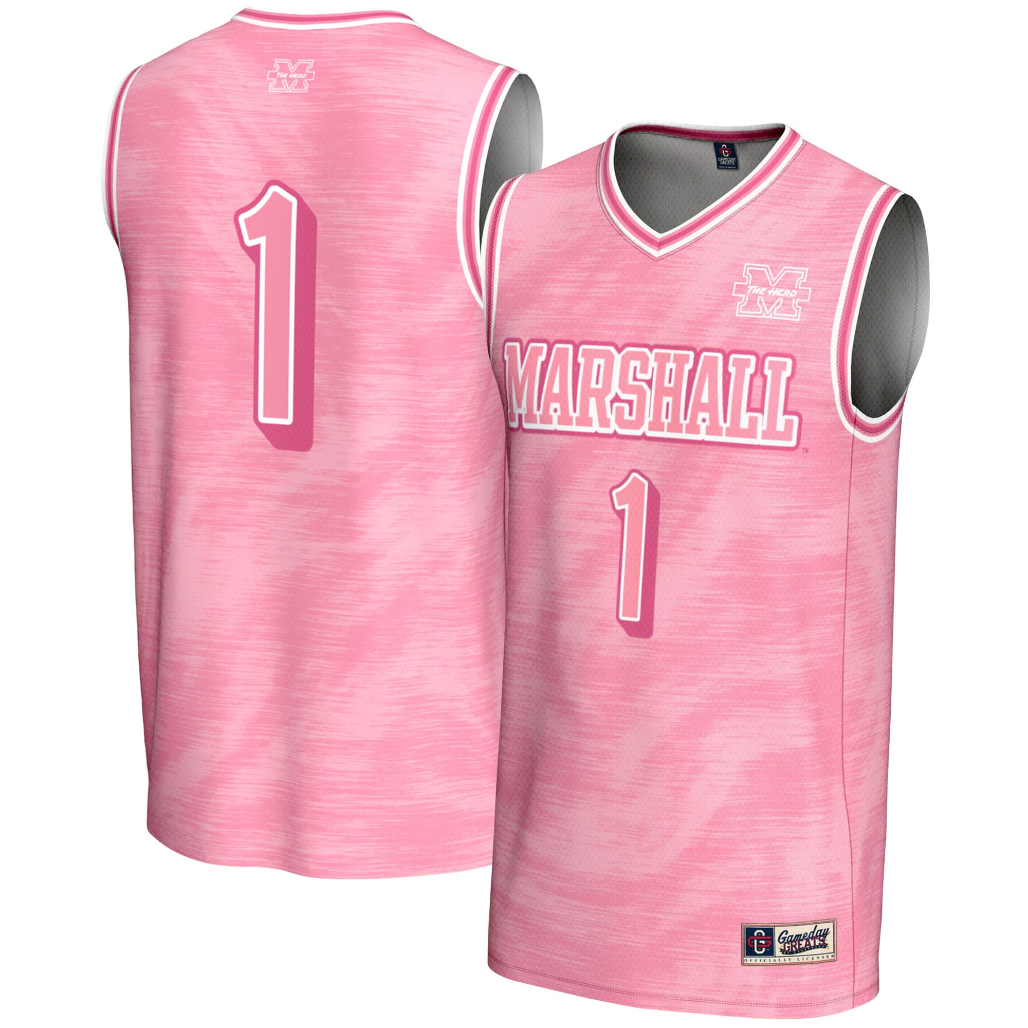Basketball Fashion Marshall Thundering Herd Game Jersey Pink NCAA College Basketball Fan Wear Basketball Fashion