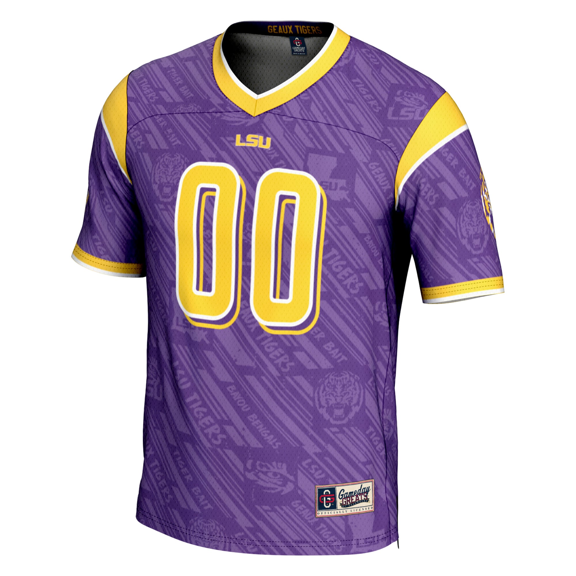 Highlight Print NIL LSU Tigers Player Jersey Purple NCAA College Football Fan Wear Highlight Print NIL