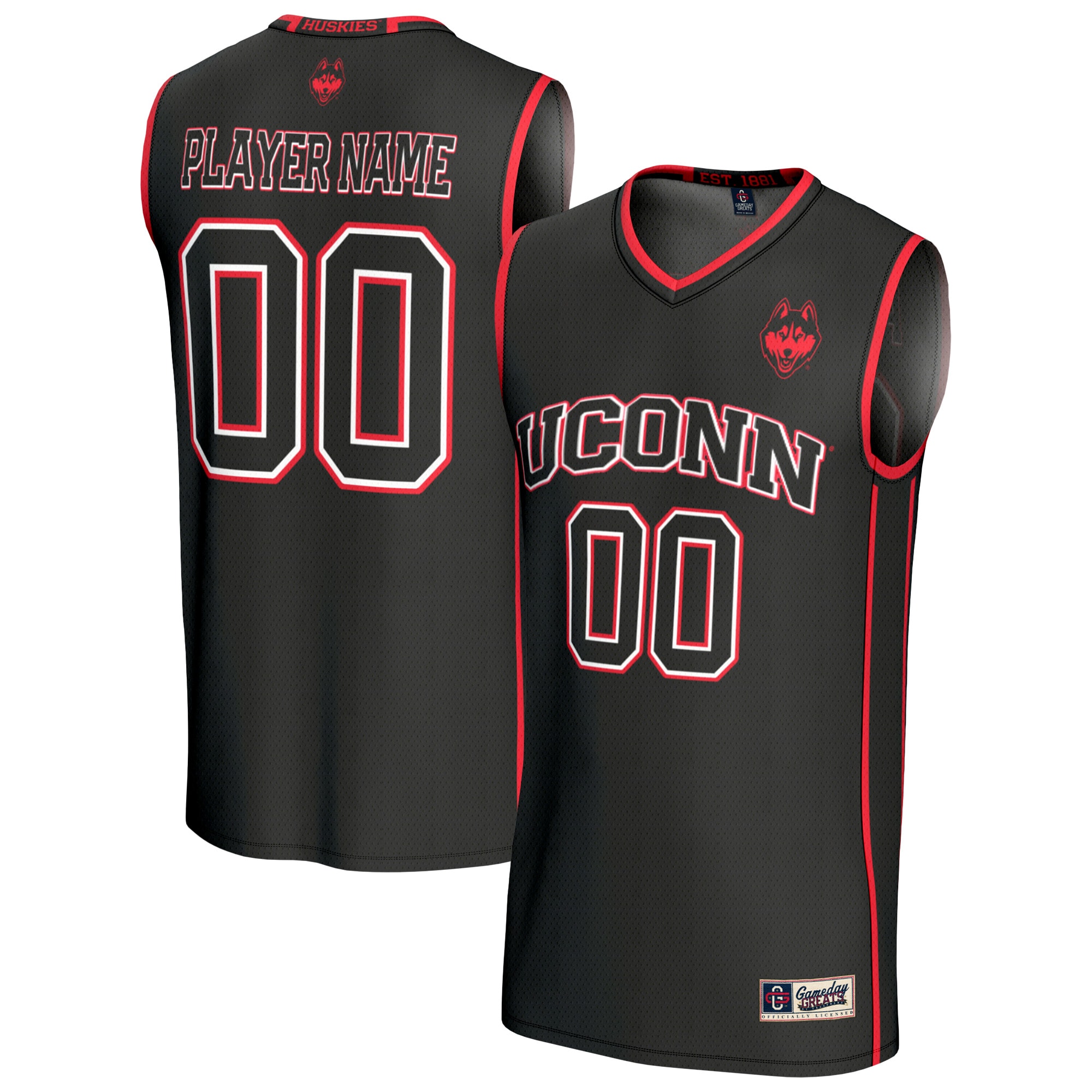 Collegiate Basketball NIL UConn Huskies Player Jersey Black NCAA College Basketball Fan Wear