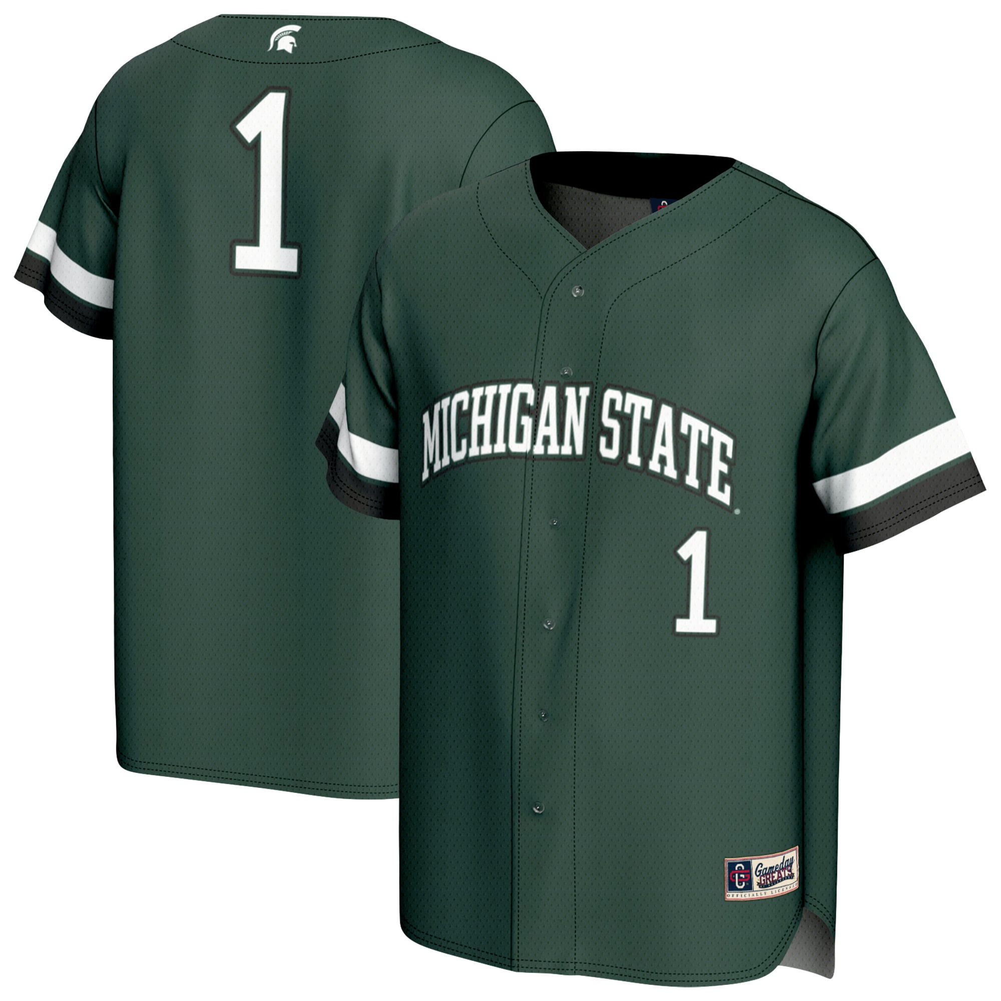 Collegiate Baseball Fashion Michigan State Spartans Game Jersey No.1 Green NCAA College Baseball Fan Wear