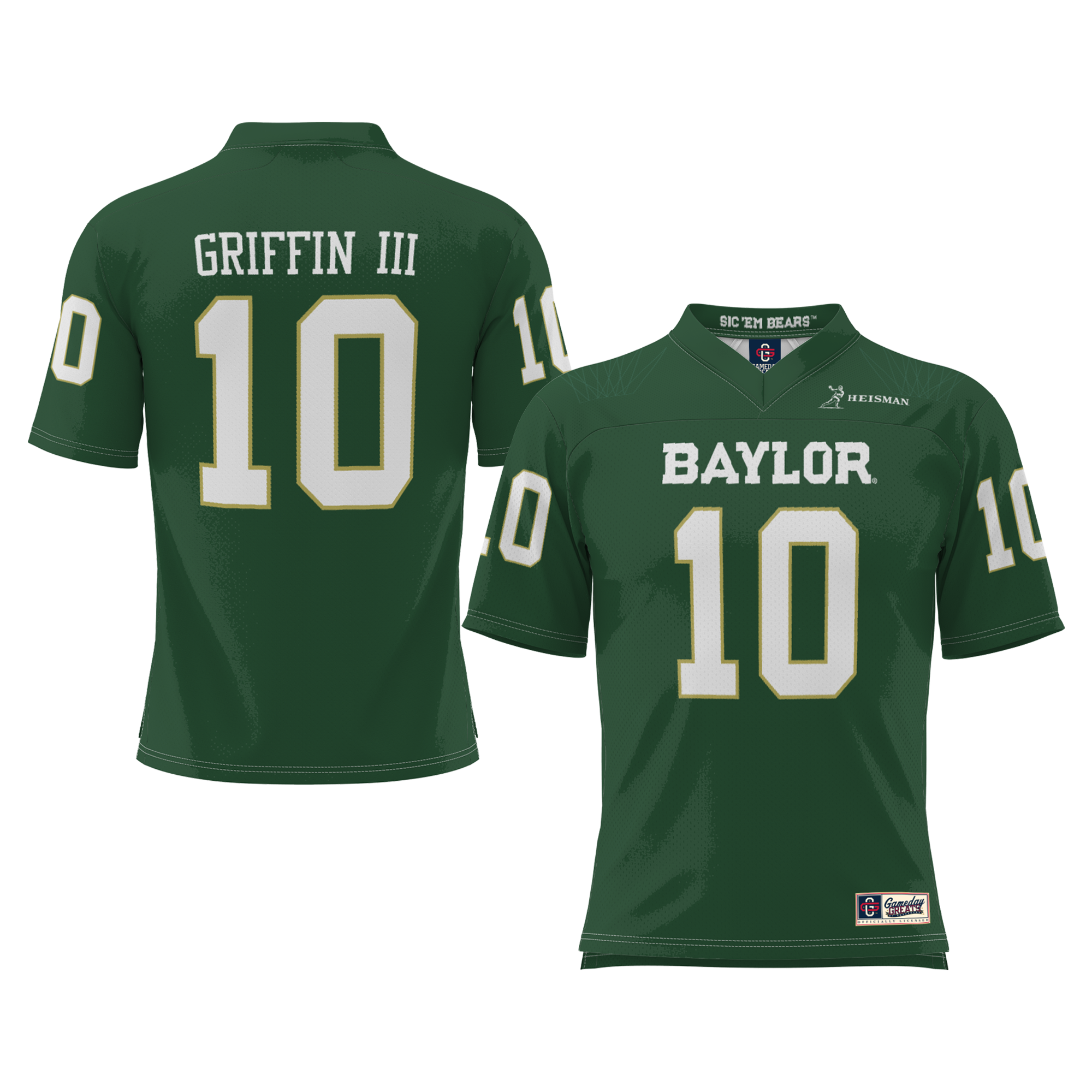 Heisman Robert Griffin Baylor Bears Game Jersey Green NCAA College Football Fan Wear Heisman Robert Griffin