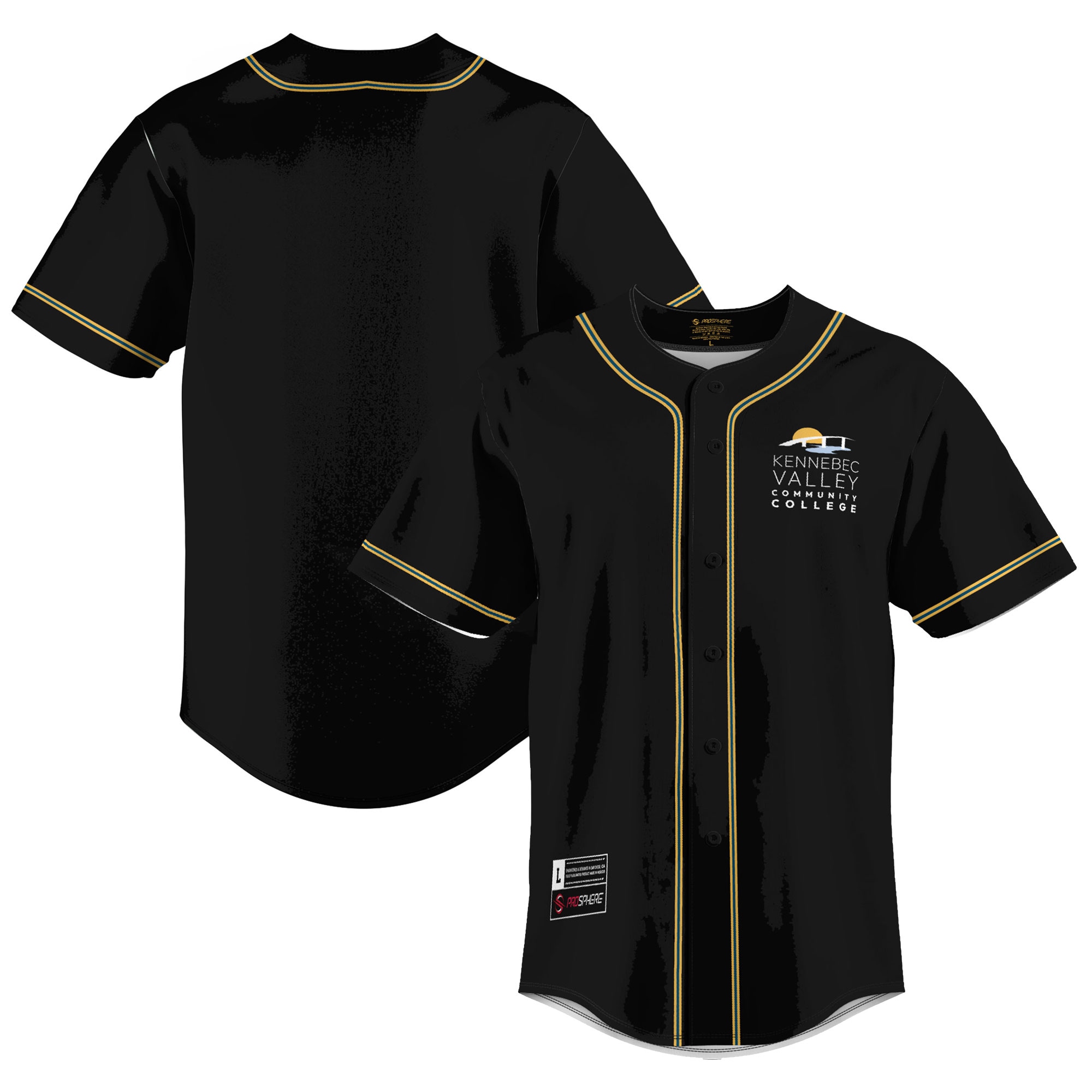 Baseball Kennebec Valley Community College Game Jersey Black NCAA College Baseball Fan Wear