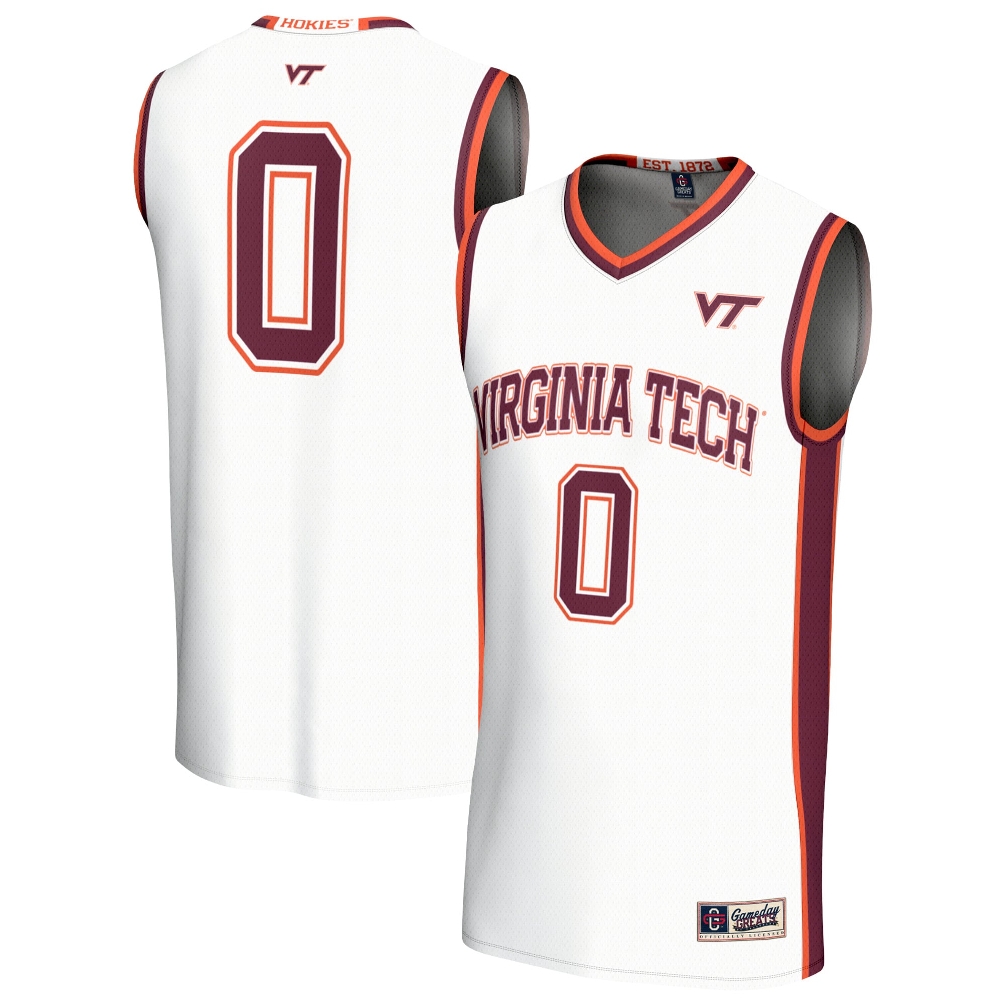Basketball Virginia Tech Hokies Jersey No.0 White NCAA College Basketball Fan Wear
