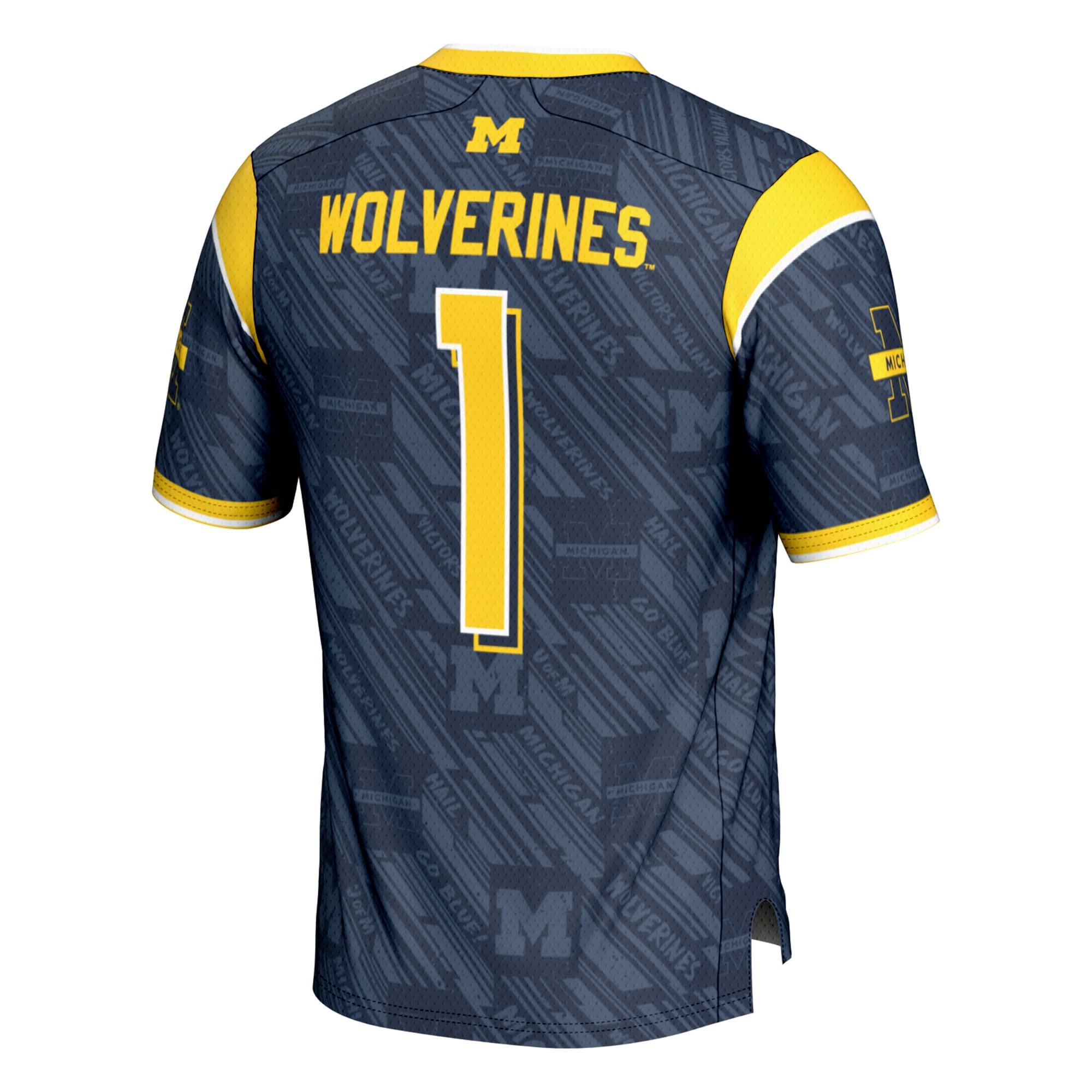 Highlight Print Fashion Michigan Wolverines Game Jersey Navy NCAA College Football Fan Wear Highlight Print Fashion