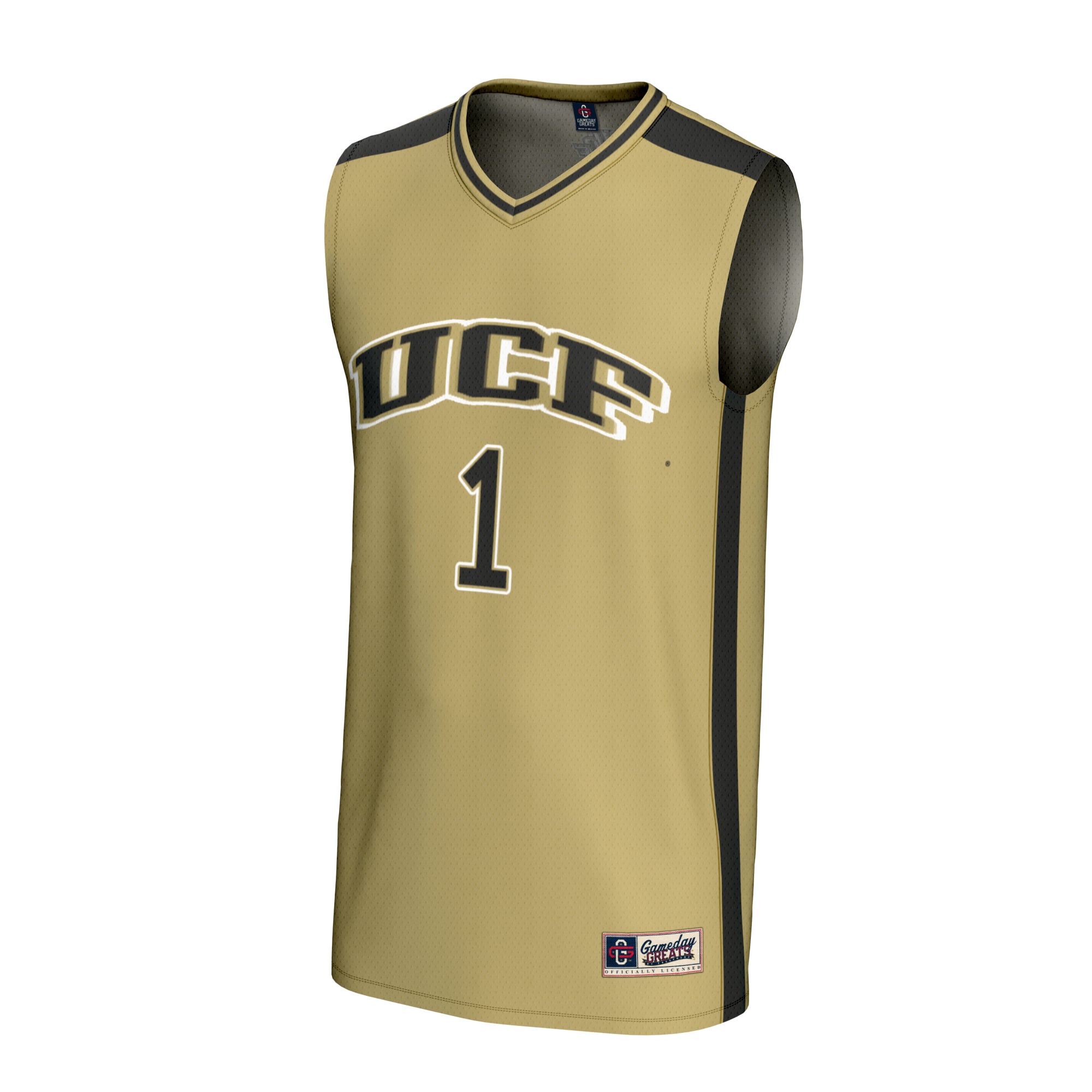 Collegiate Basketball Fashion UCF Knights Game Jersey No.1 Gold NCAA College Basketball Fan Wear Collegiate Basketball Fashion