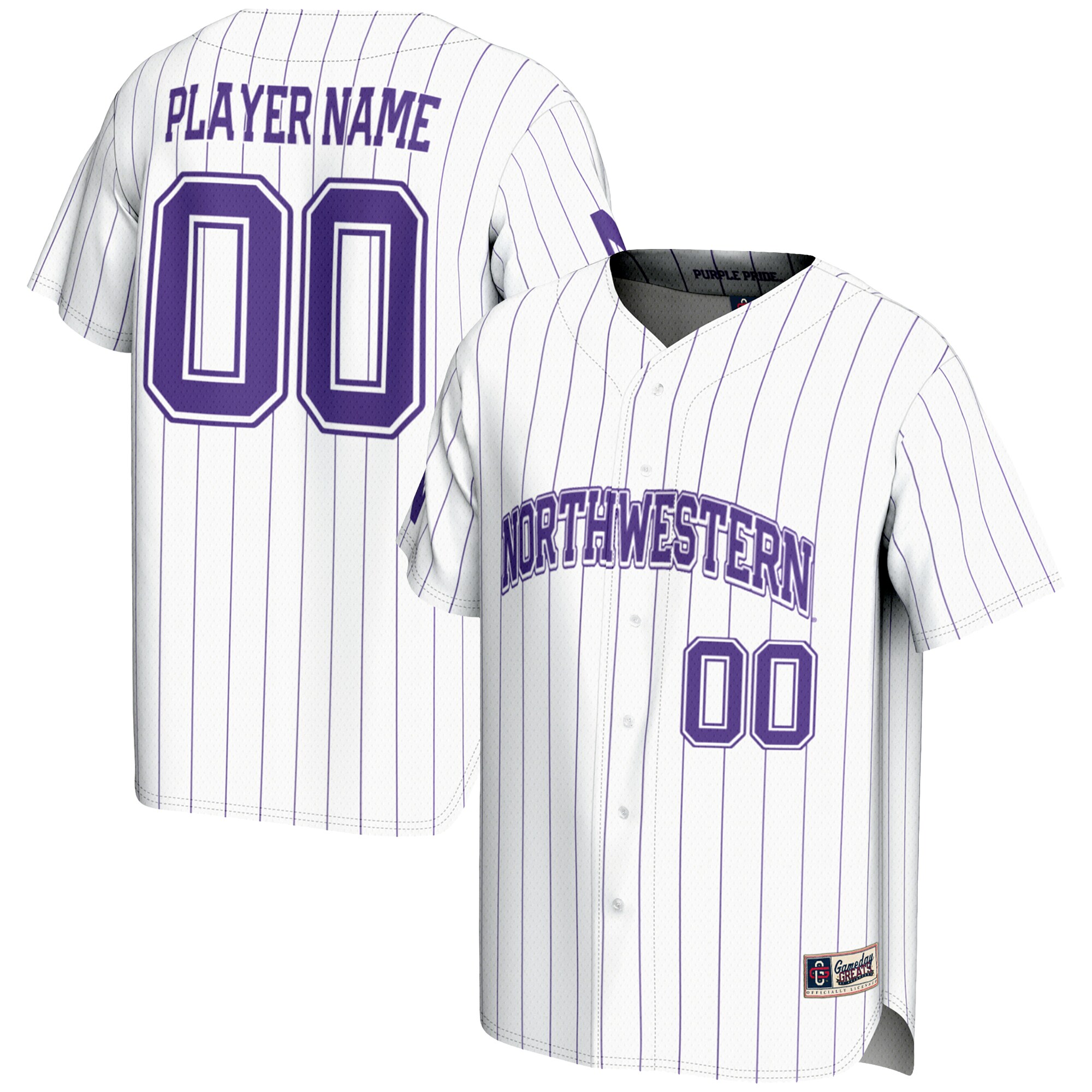 NIL Pick- Baseball Northwestern Wildcats Player Jersey White NCAA College Baseball Fan Wear NIL Pick- Baseball