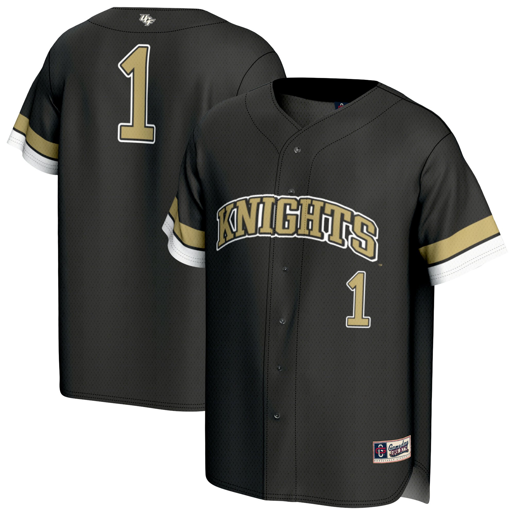 Collegiate Modern Baseball UCF Knights Jersey No.1 Black NCAA College Baseball Fan Wear