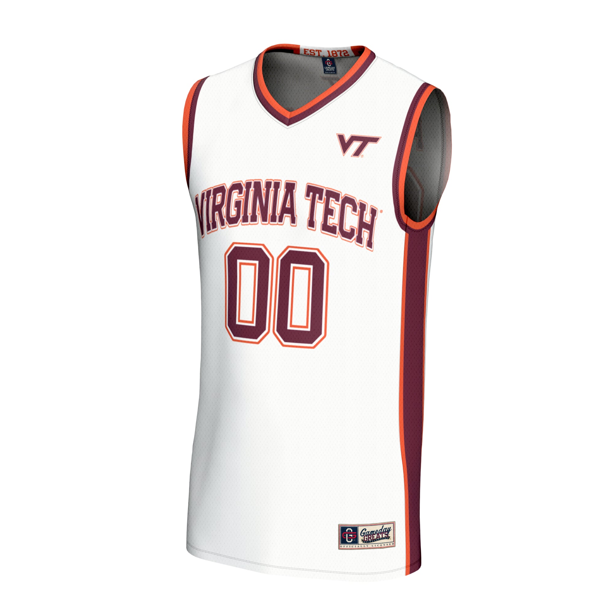 Collegiate Basketball NIL Virginia Tech Hokies Player Jersey White NCAA College Basketball Fan Wear Collegiate Basketball NIL