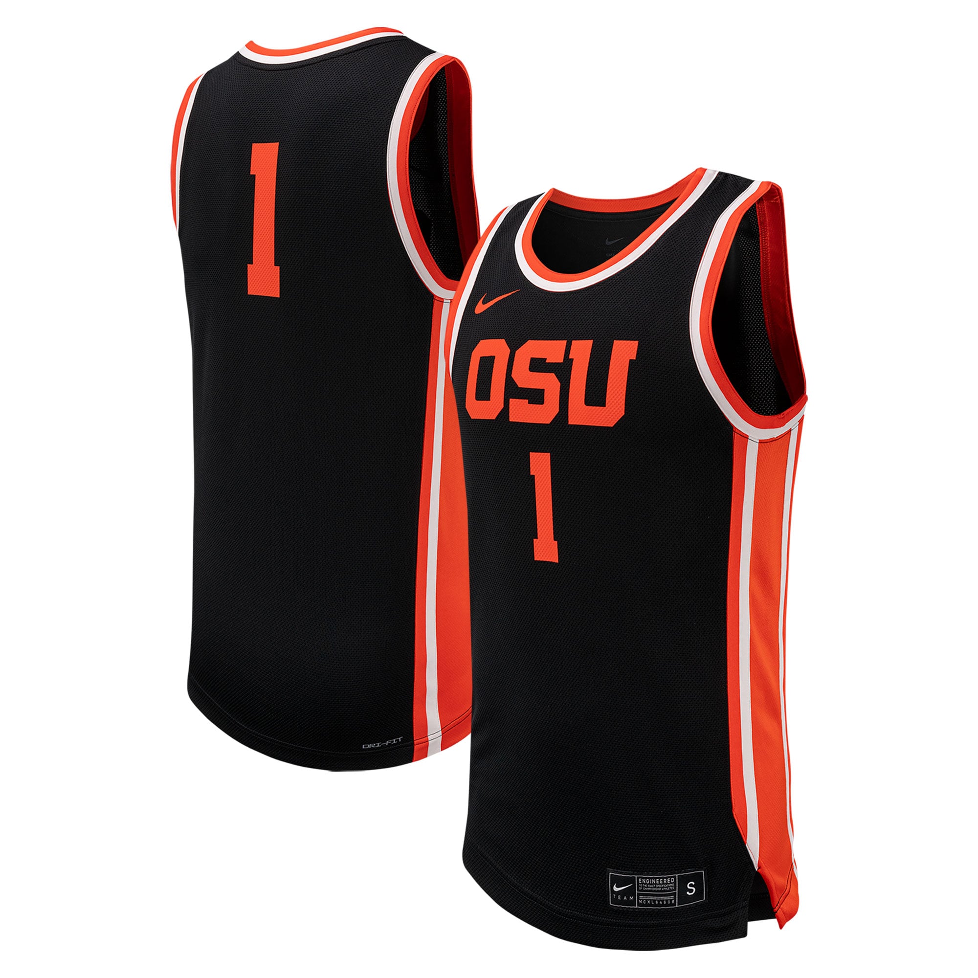 Basketball Oregon State Beavers Replica Jersey No.1 Black NCAA College Basketball Fan Wear Basketball