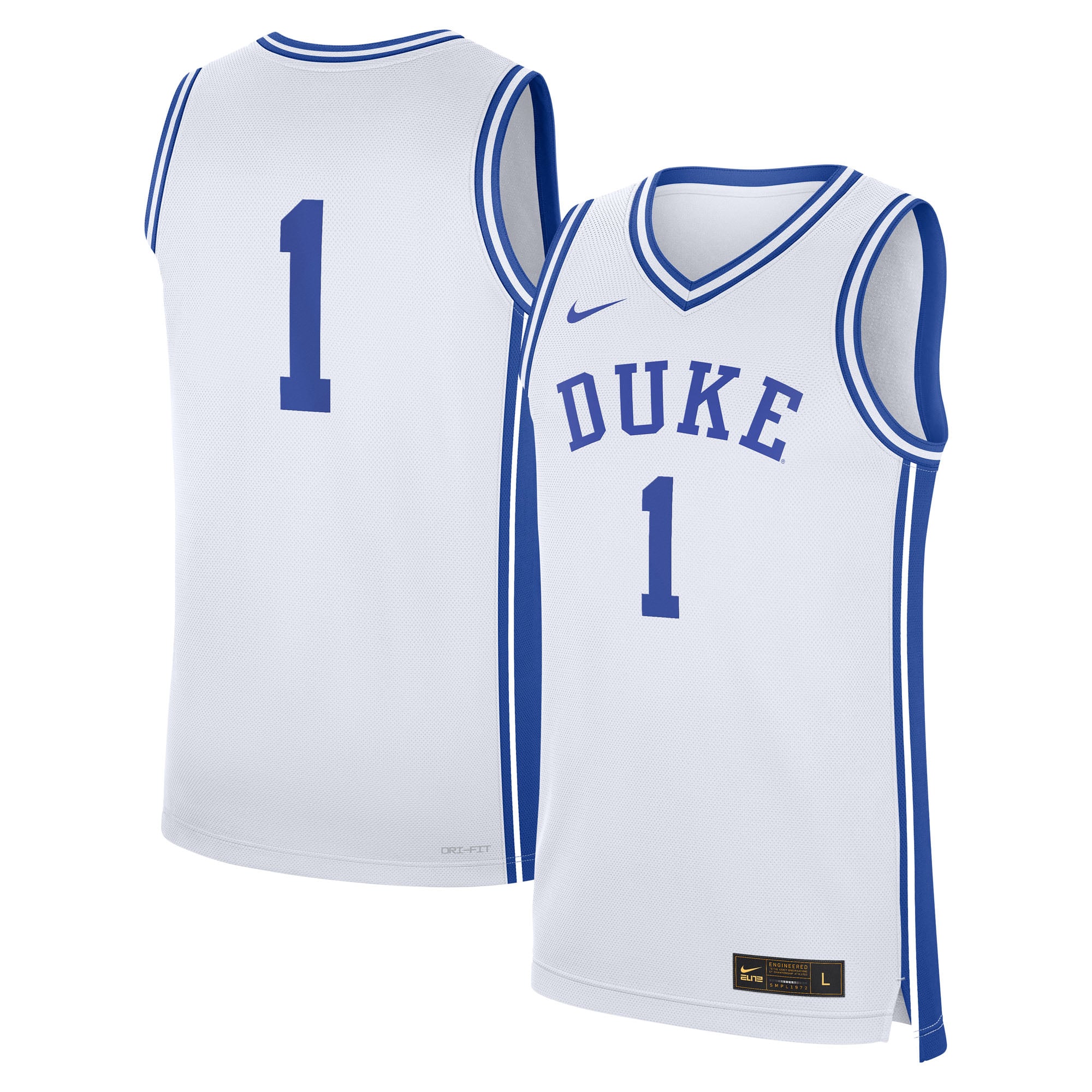 Heritage Duke Blue Devils Home Jersey No.1 White NCAA College Basketball Fan Wear