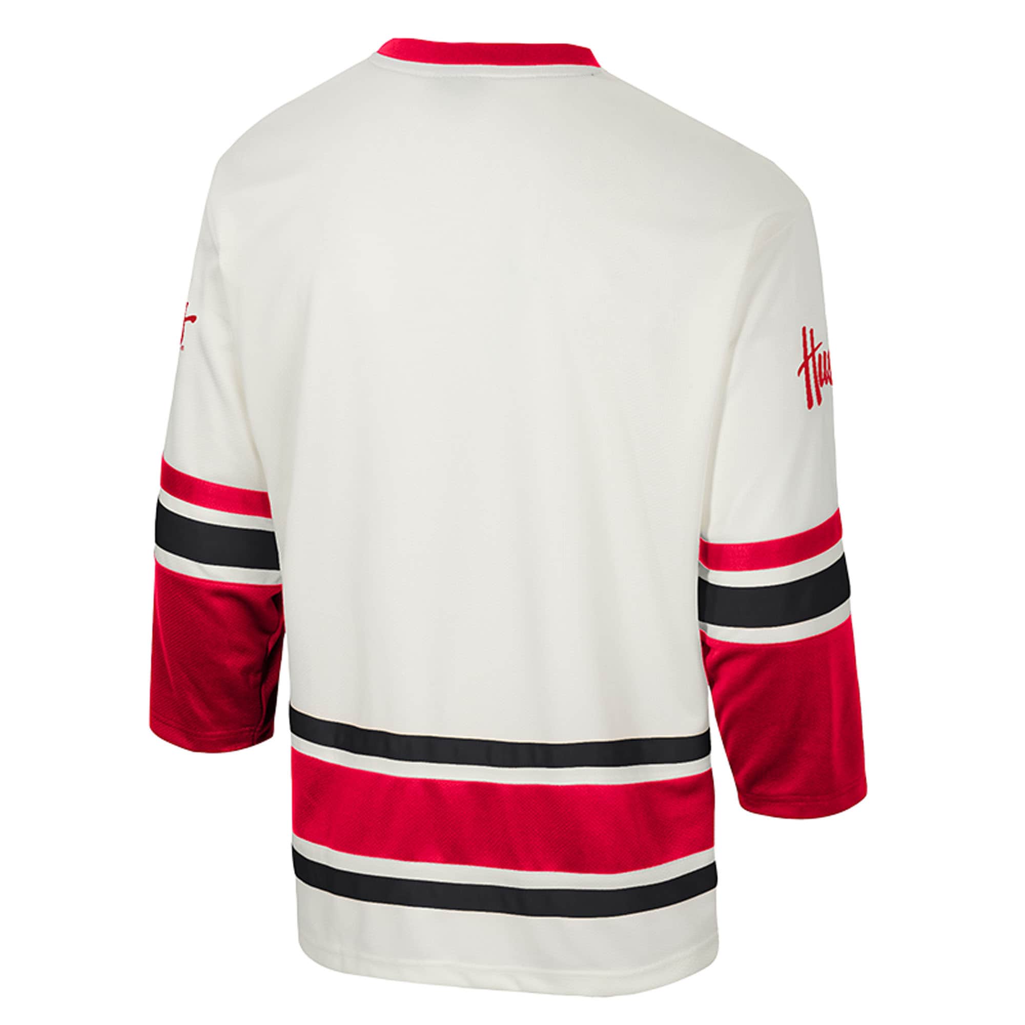 Hockey Fashion Puck Nebraska Huskers Jersey Cream NCAA College Hockey Fan Wear