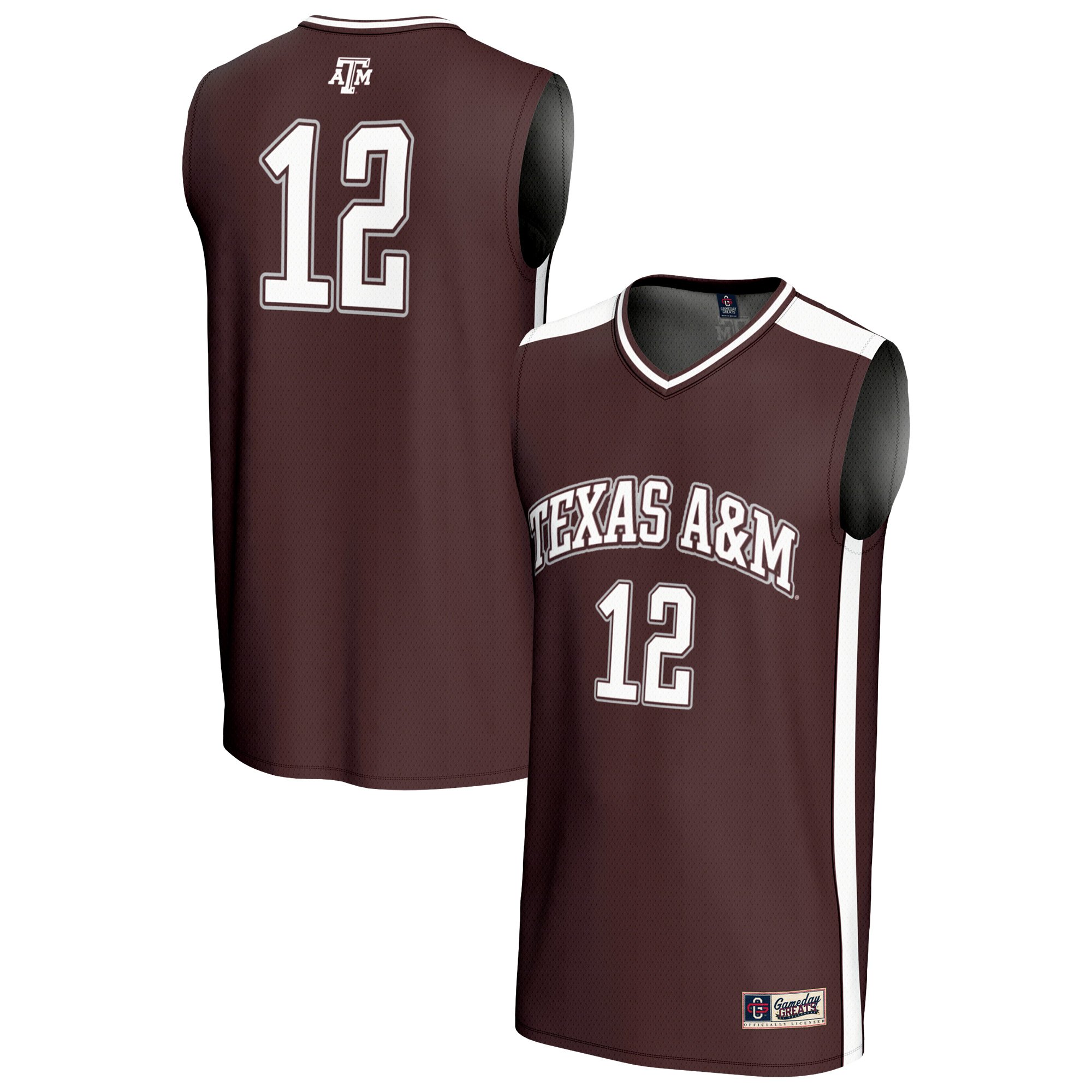 Street Basketball Texas A&M Aggies Jersey No.12 Maroon NCAA College Basketball Fan Wear