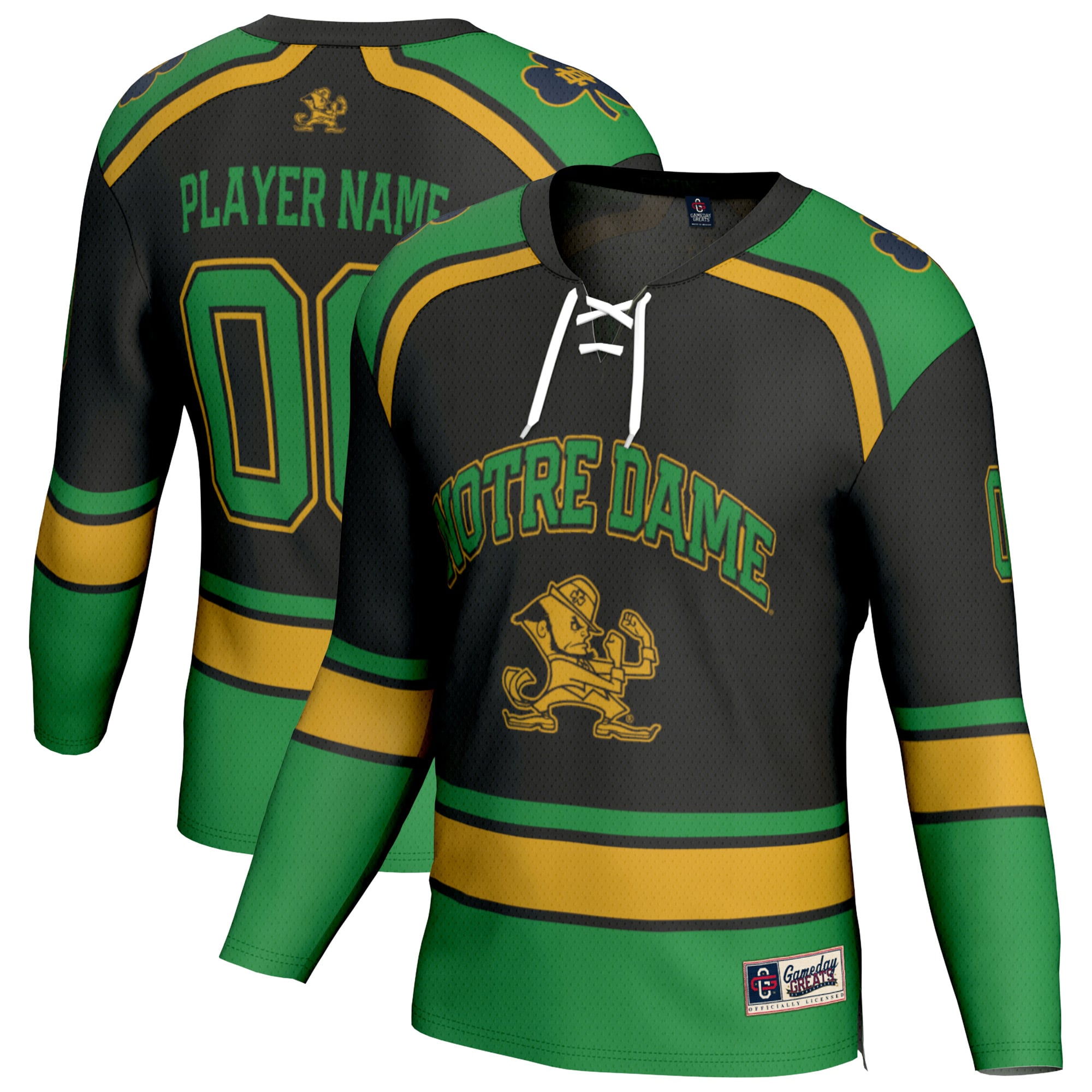Hockey NIL Pick- Notre Dame Fighting Irish Player Jersey Black NCAA College Hockey Fan Wear Hockey NIL Pick-