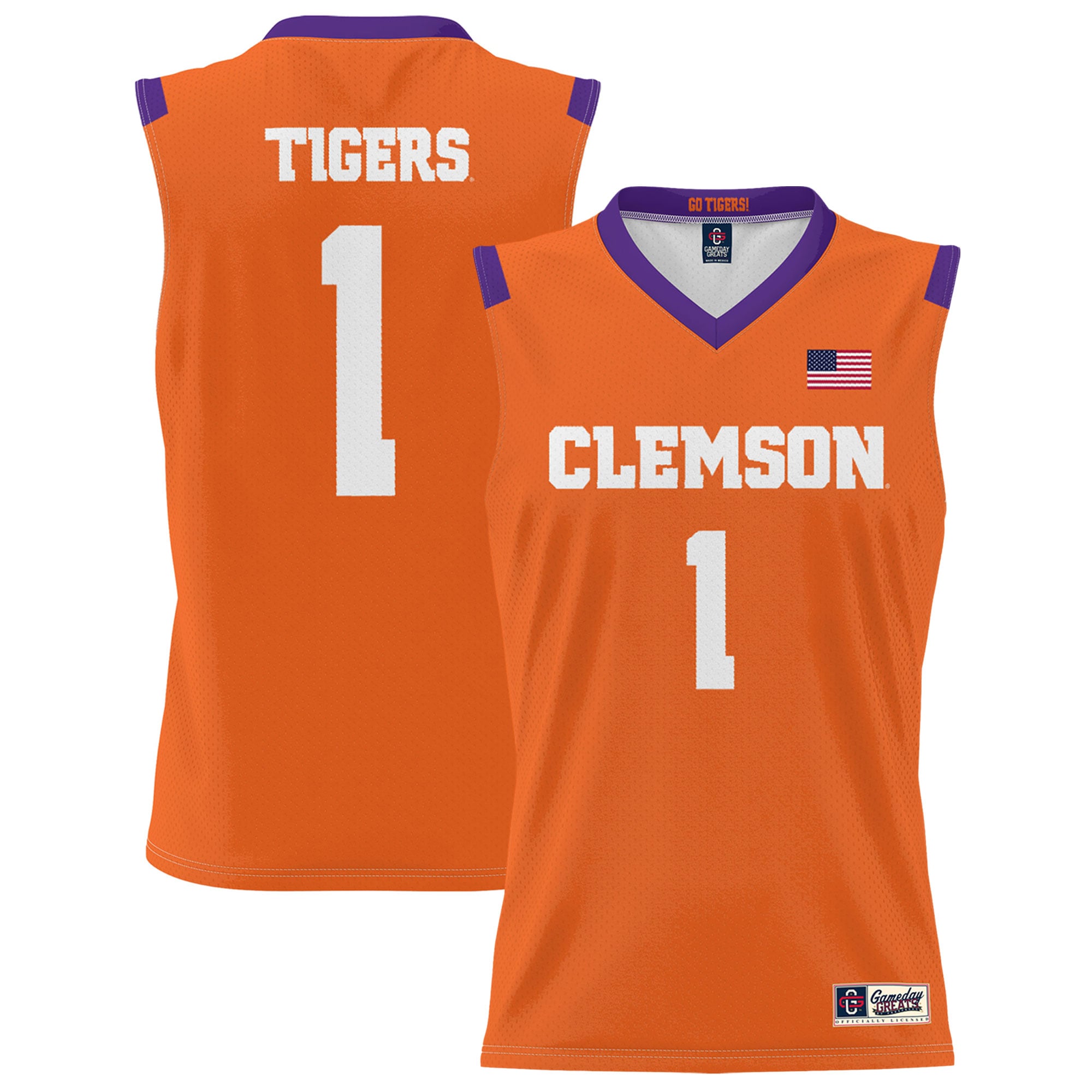 Featherweight Basketball Clemson Tigers Jersey No.1 Orange NCAA College Basketball Fan Wear