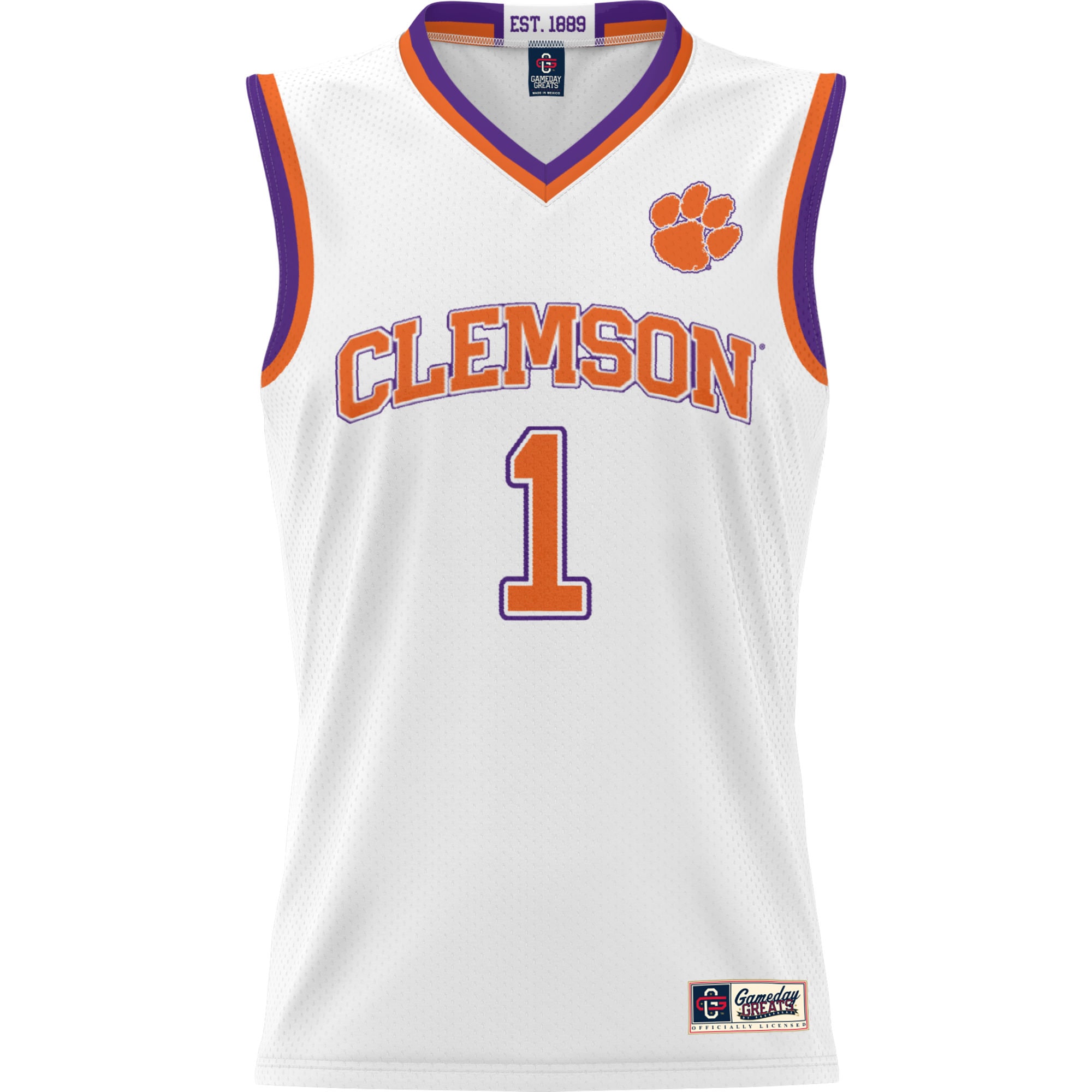 Basketball Clemson Tigers Game Jersey White NCAA College Basketball Fan Wear Basketball