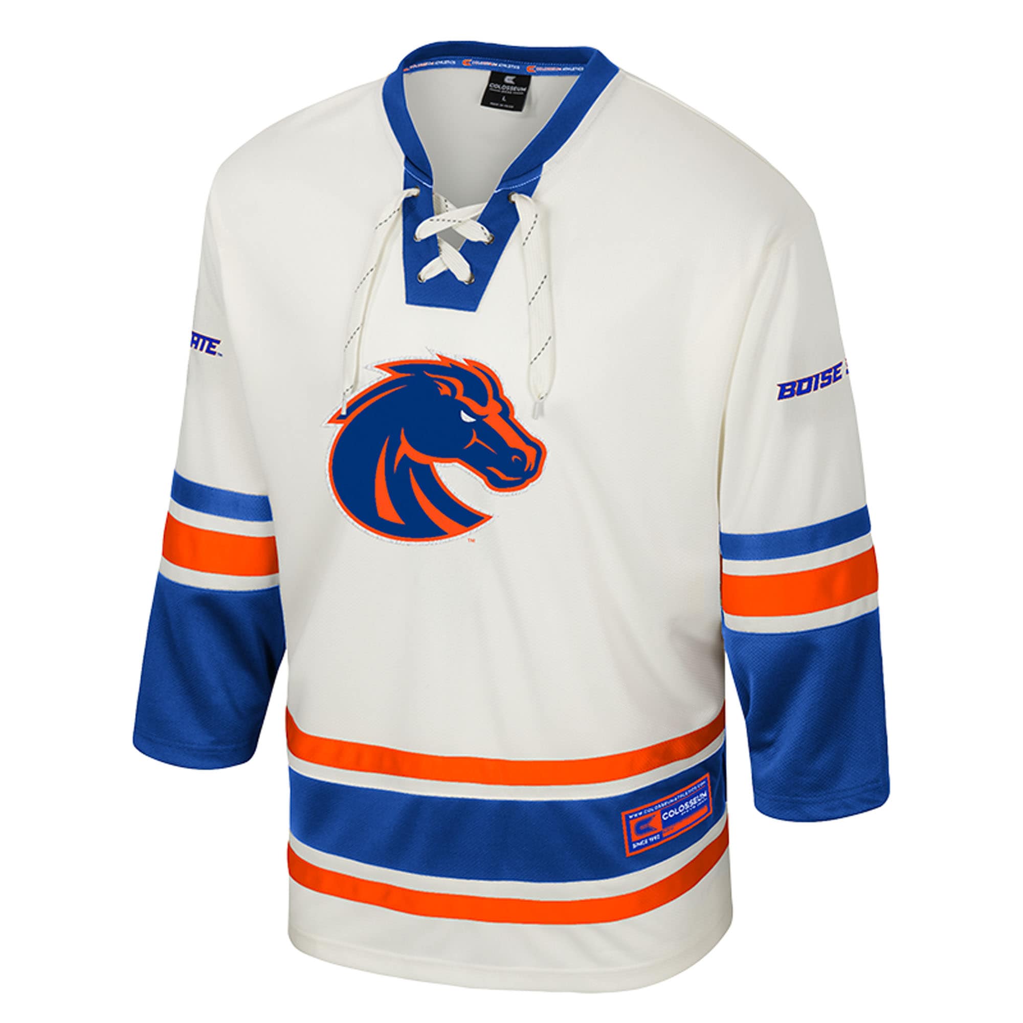 Hockey Fashion Puck Boise State Broncos Jersey Cream NCAA College Hockey Fan Wear
