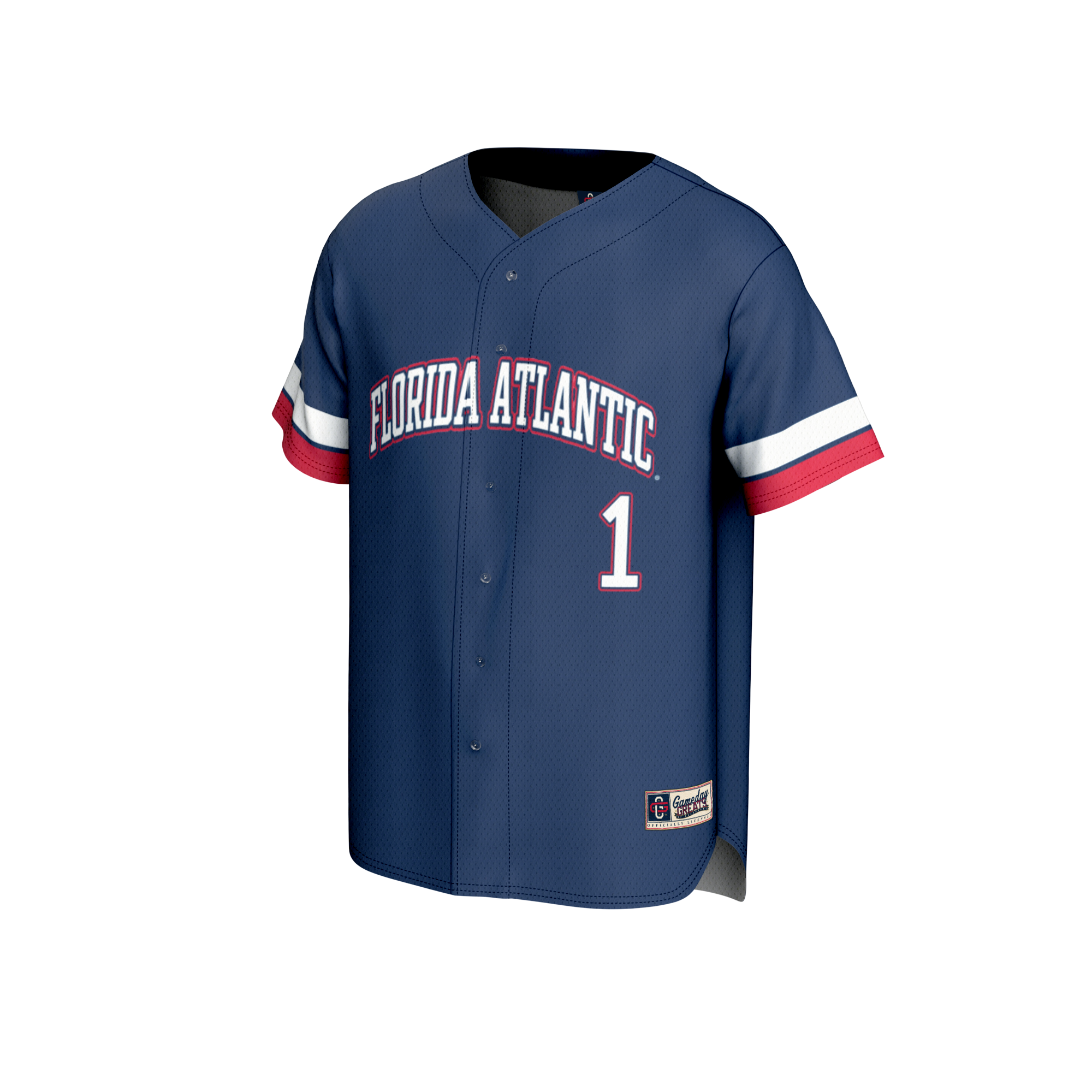 Collegiate Baseball Fashion Florida Atlantic Owls Game Jersey Navy NCAA College Baseball Fan Wear