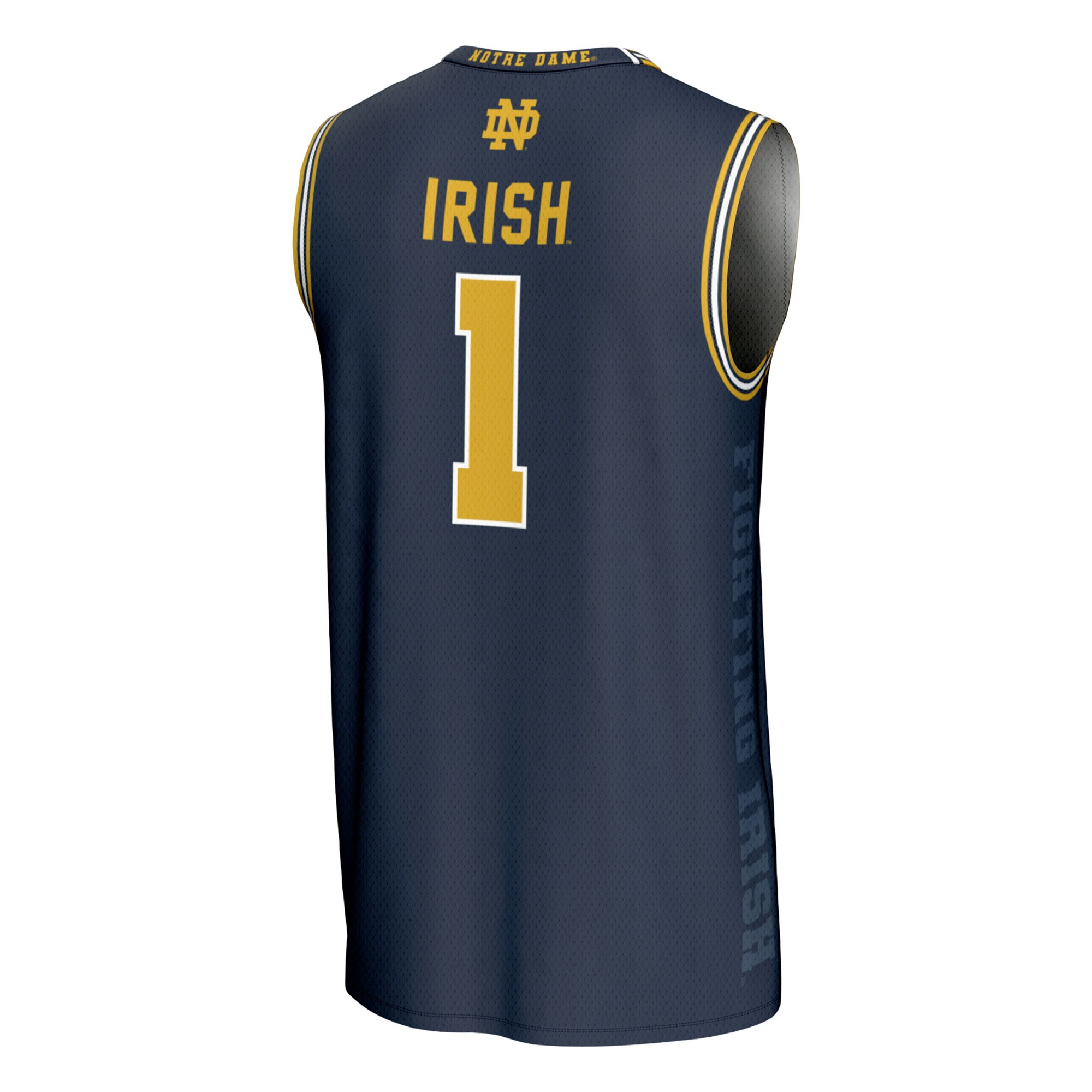 Print Basketball Fashion Notre Dame Fighting Irish Game Jersey Navy NCAA College Basketball Fan Wear Print Basketball Fashion