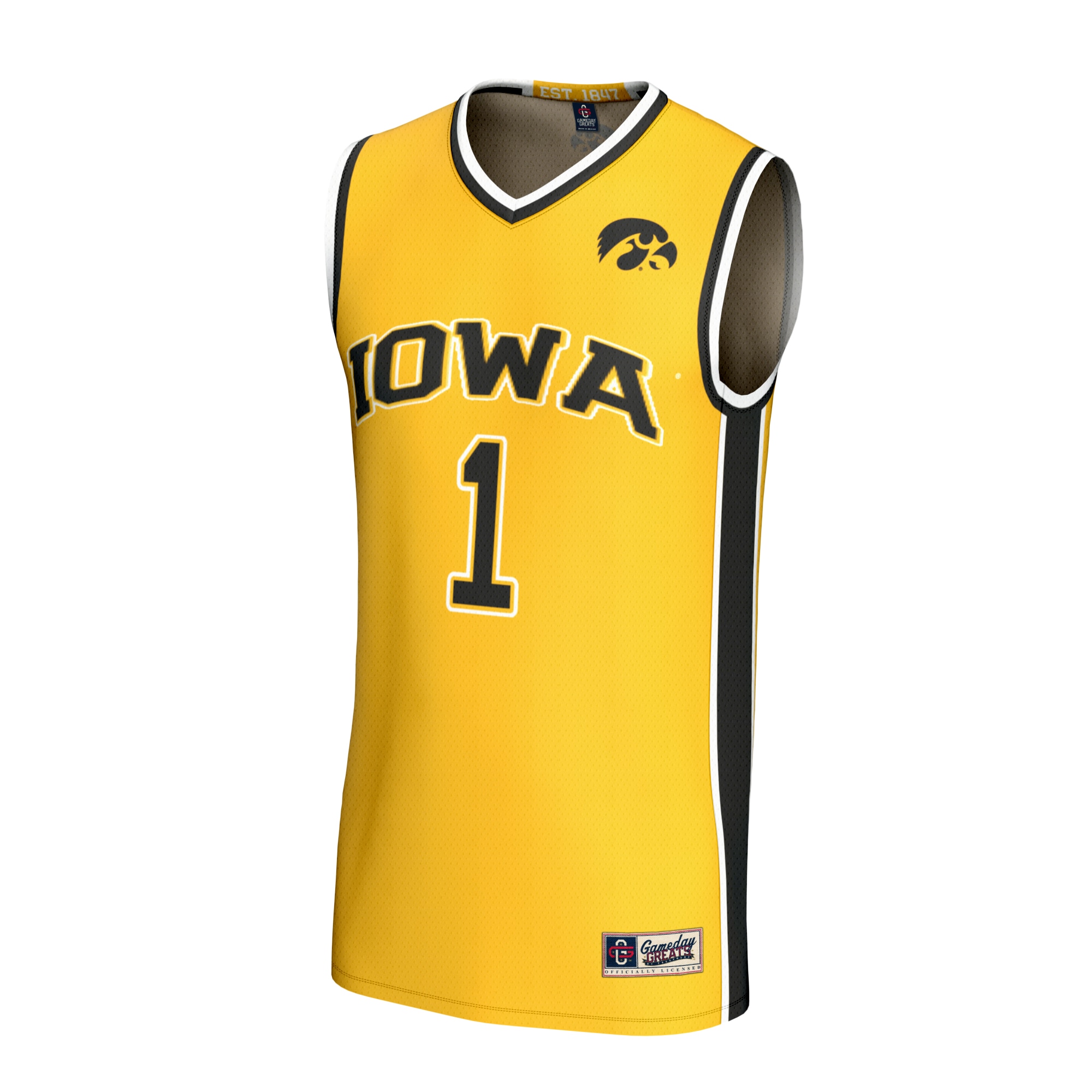 Collegiate Basketball Fashion Iowa Hawkeyes Game Jersey Gold NCAA College Basketball Fan Wear