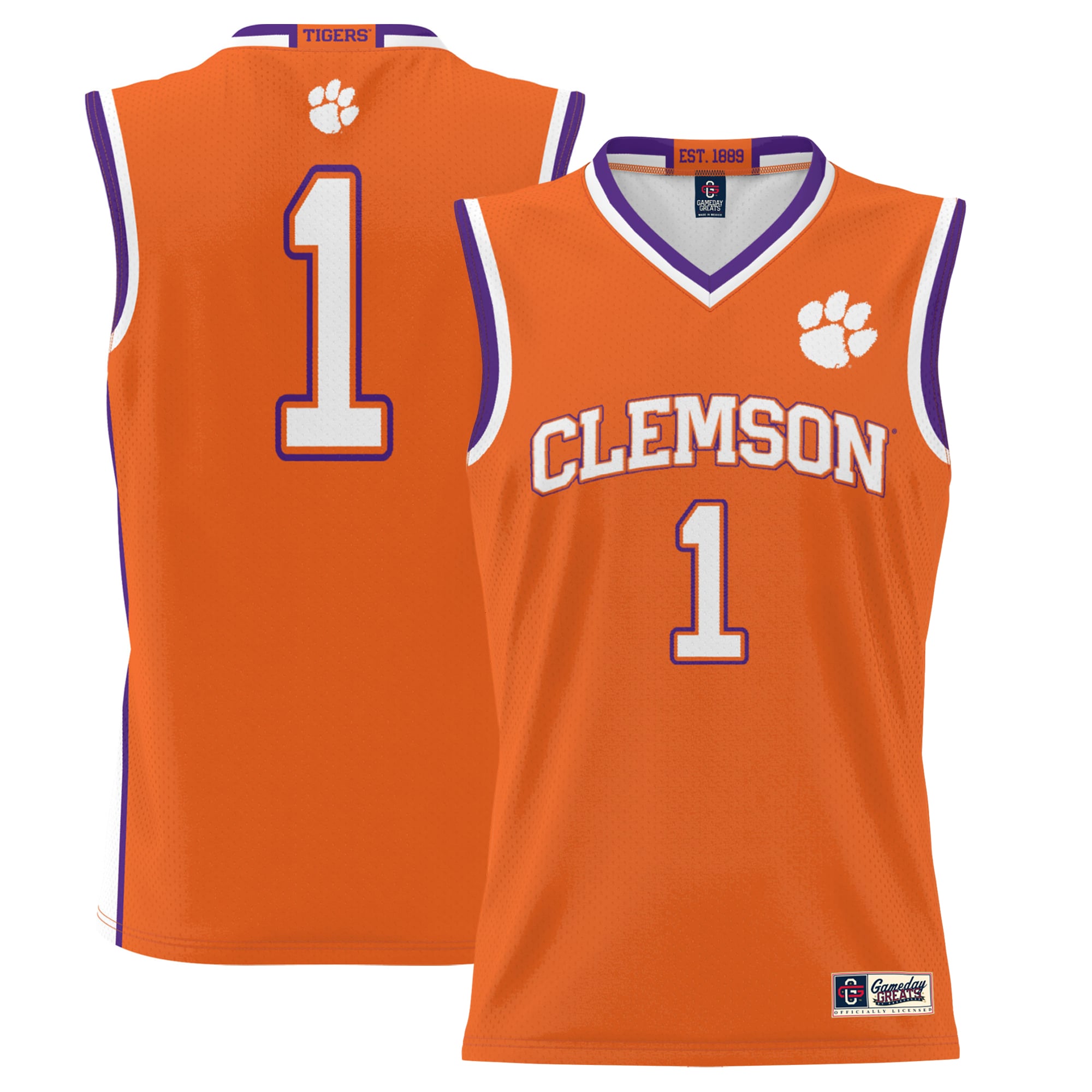Featherweight Basketball Clemson Tigers Jersey No.1 Orange NCAA College Basketball Fan Wear Featherweight Basketball