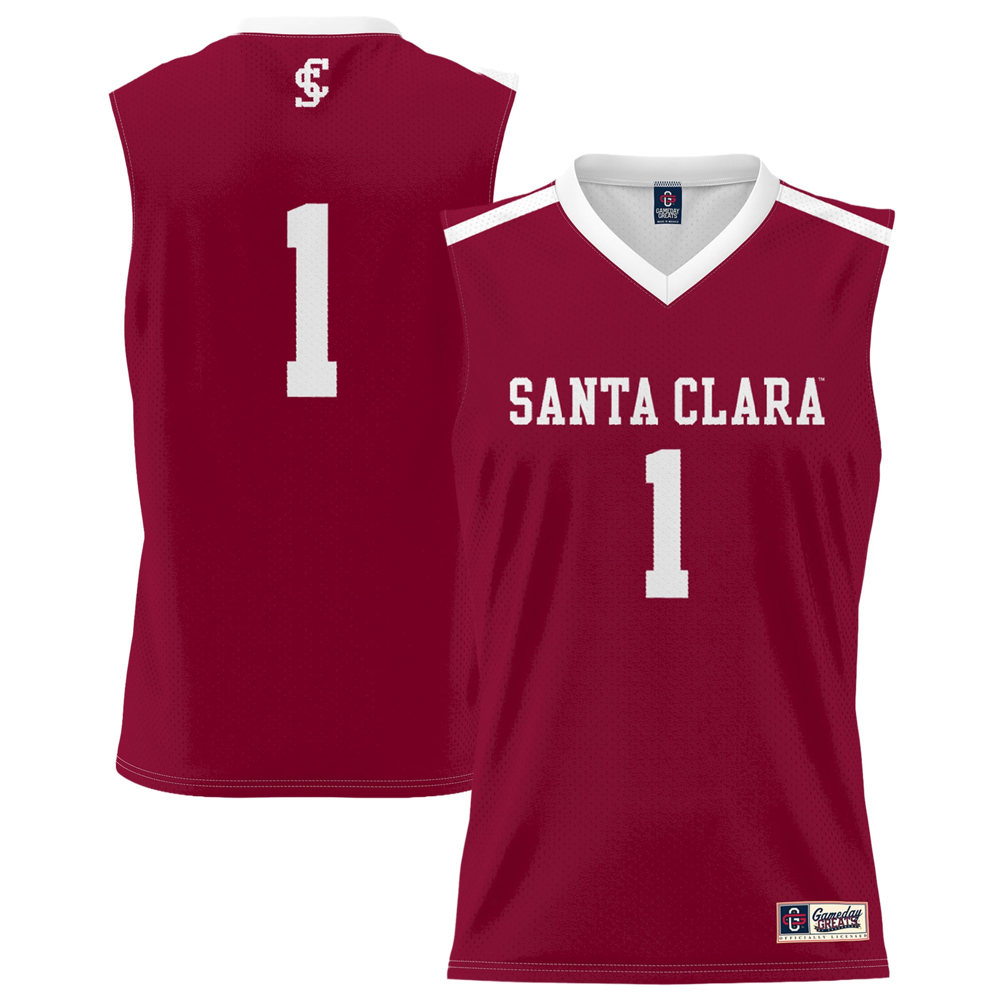 Street Santa Clara Broncos Jersey No.1 Maroon NCAA College Basketball Fan Wear Street