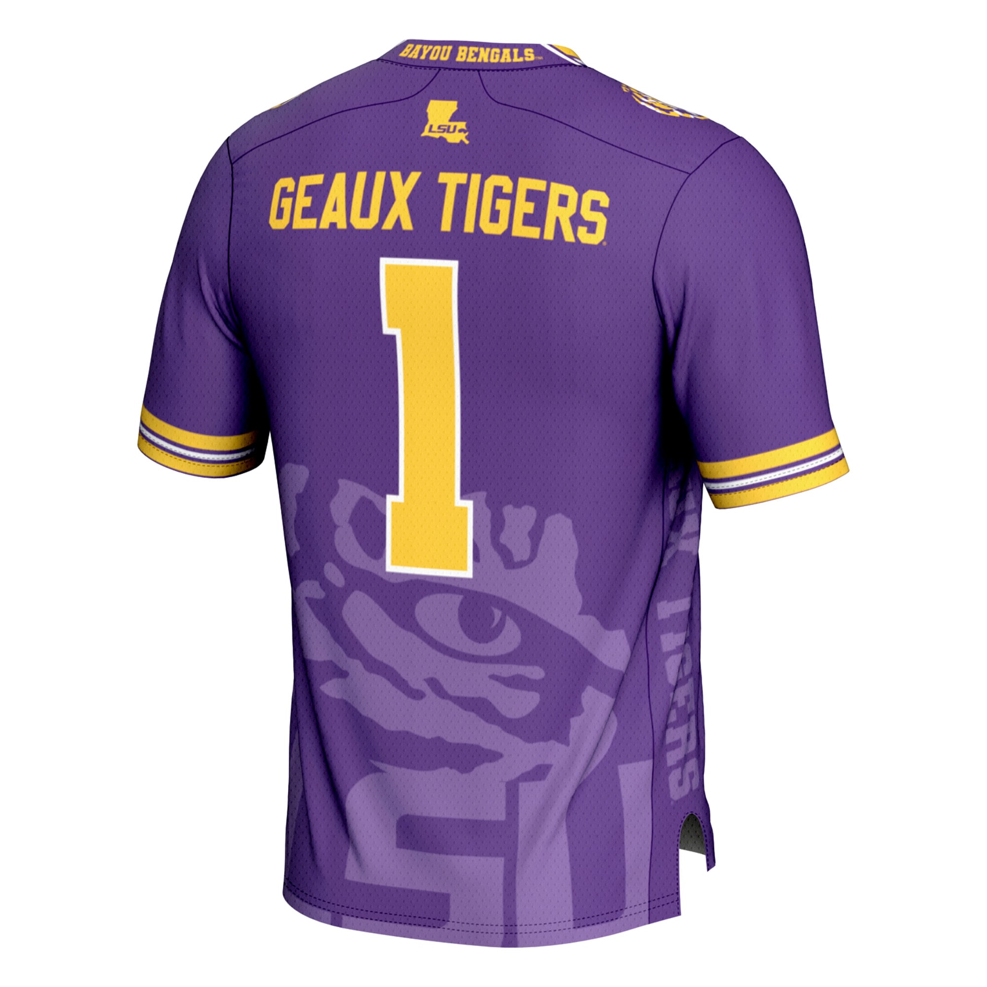 Purple Print Fashion LSU Tigers Game Jersey No.1 Purple NCAA College Football Fan Wear Purple Print Fashion